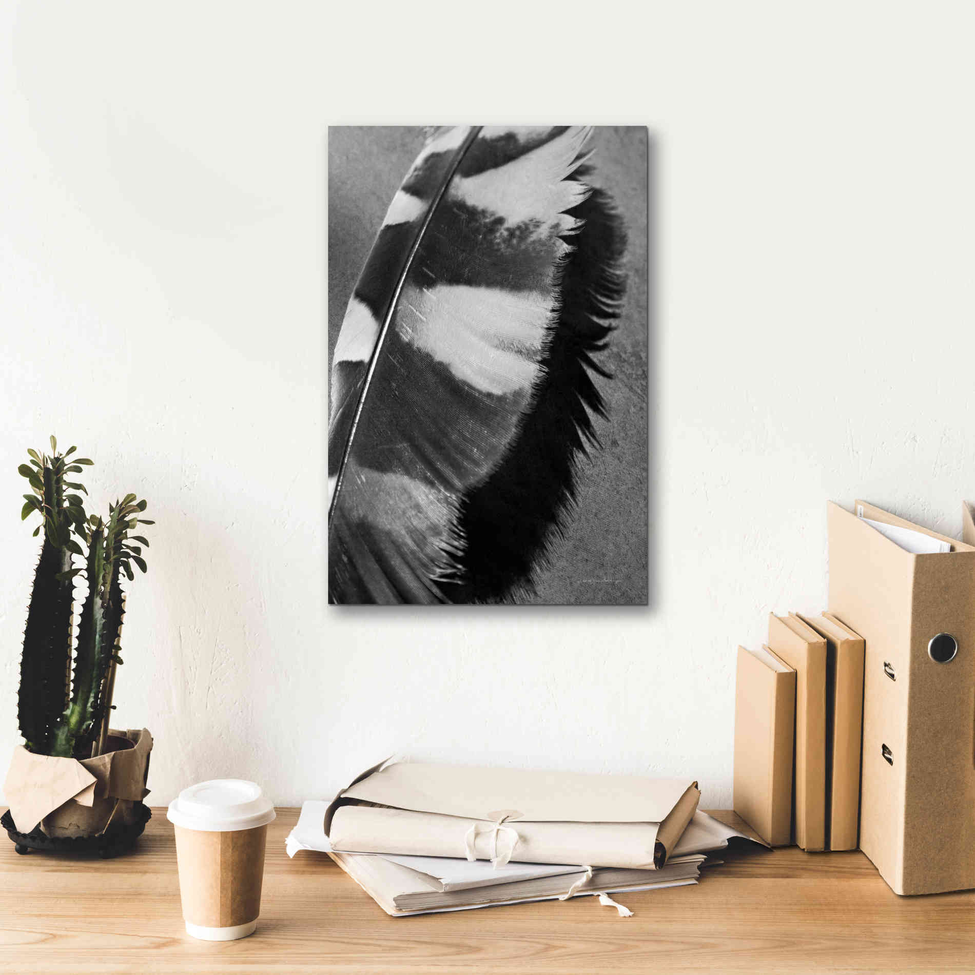 'Feather Shadow I' by Debra Van Swearingen, Canvas Wall Art,12 x 18