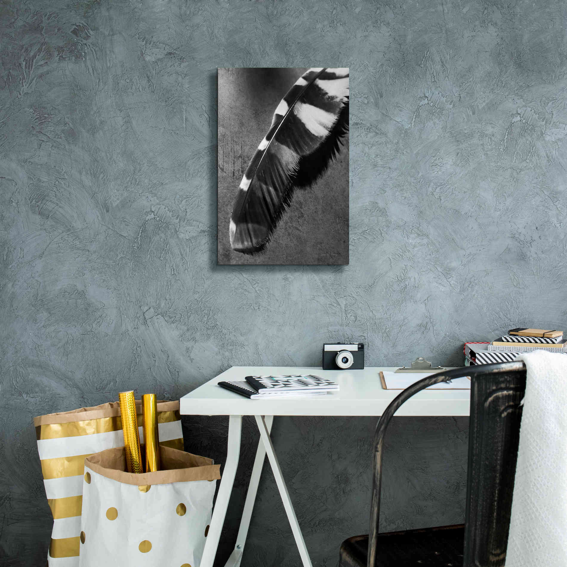 'Feather Shadow II' by Debra Van Swearingen, Canvas Wall Art,12 x 18