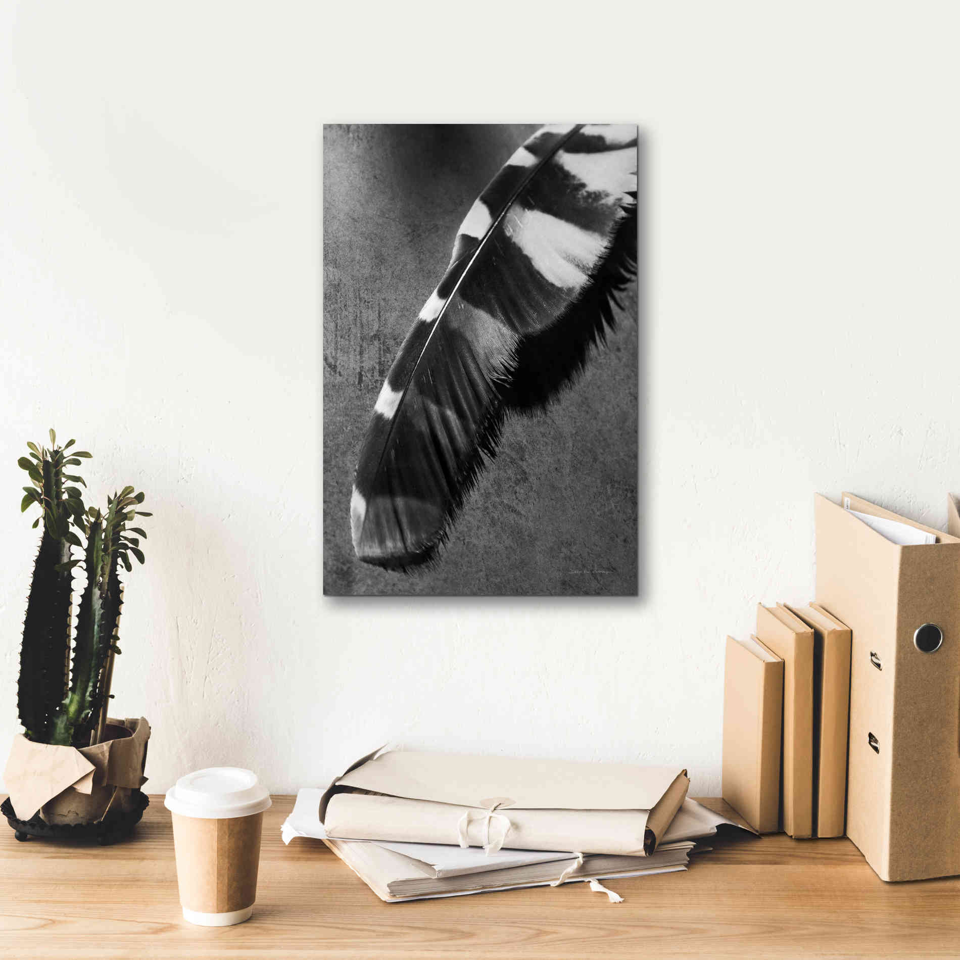 'Feather Shadow II' by Debra Van Swearingen, Canvas Wall Art,12 x 18