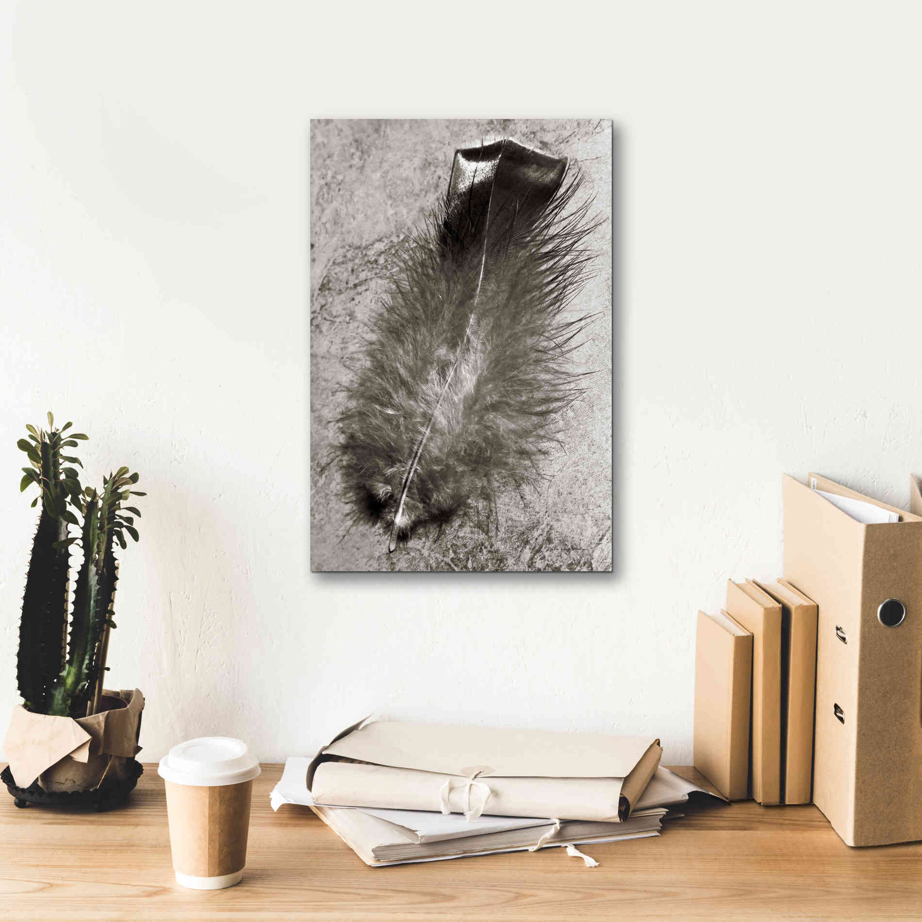 'Feather Shadow IV' by Debra Van Swearingen, Canvas Wall Art,12 x 18