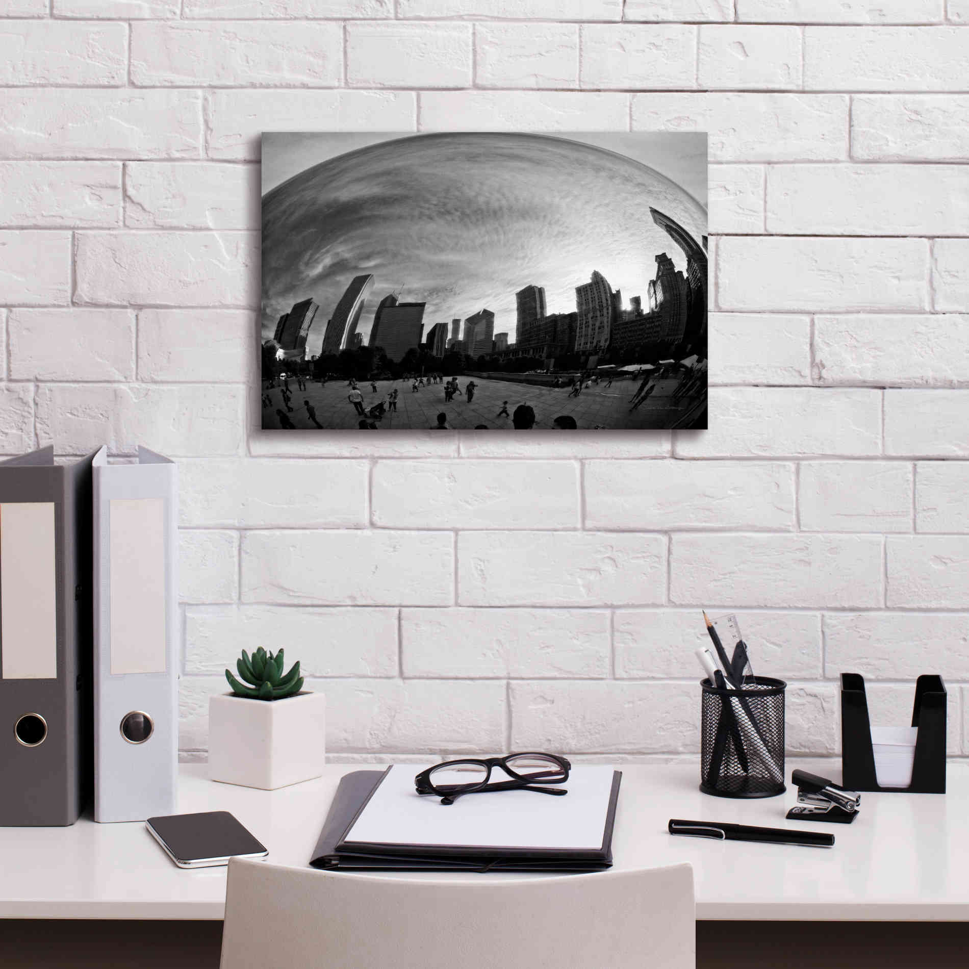'The Bean Chicago BW' by Debra Van Swearingen, Canvas Wall Art,18 x 12