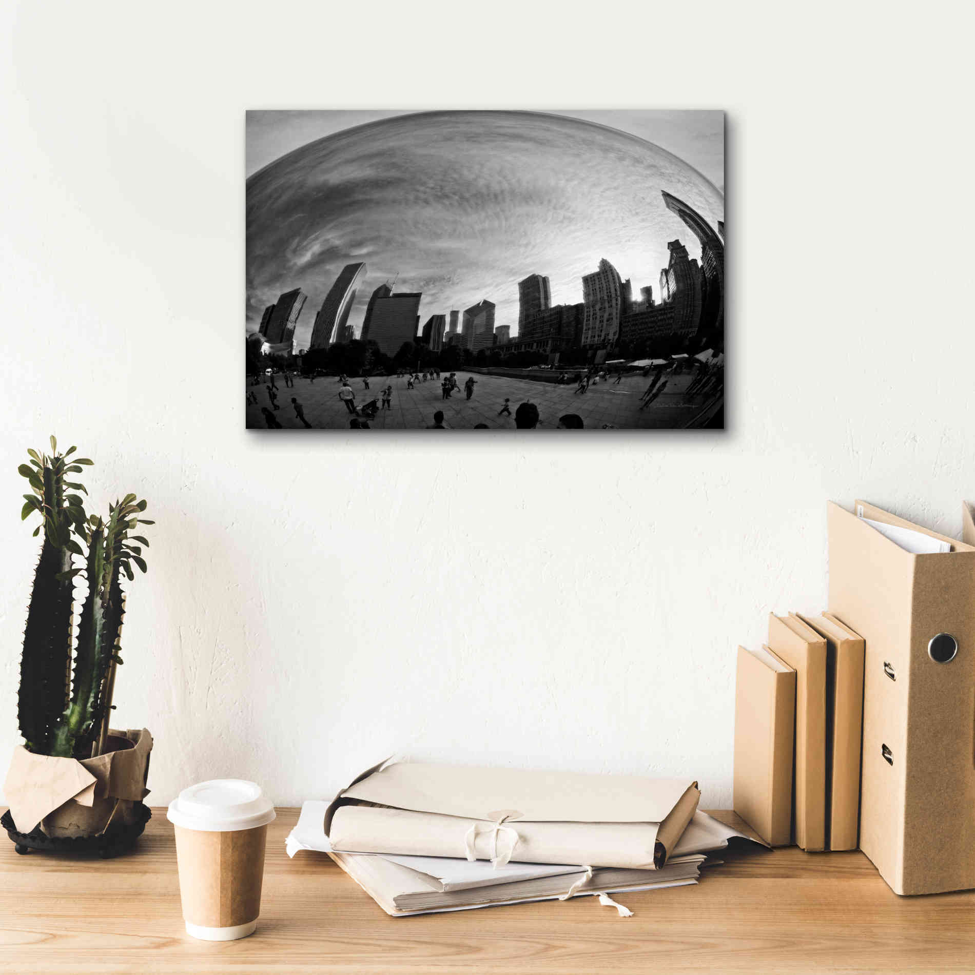 'The Bean Chicago BW' by Debra Van Swearingen, Canvas Wall Art,18 x 12