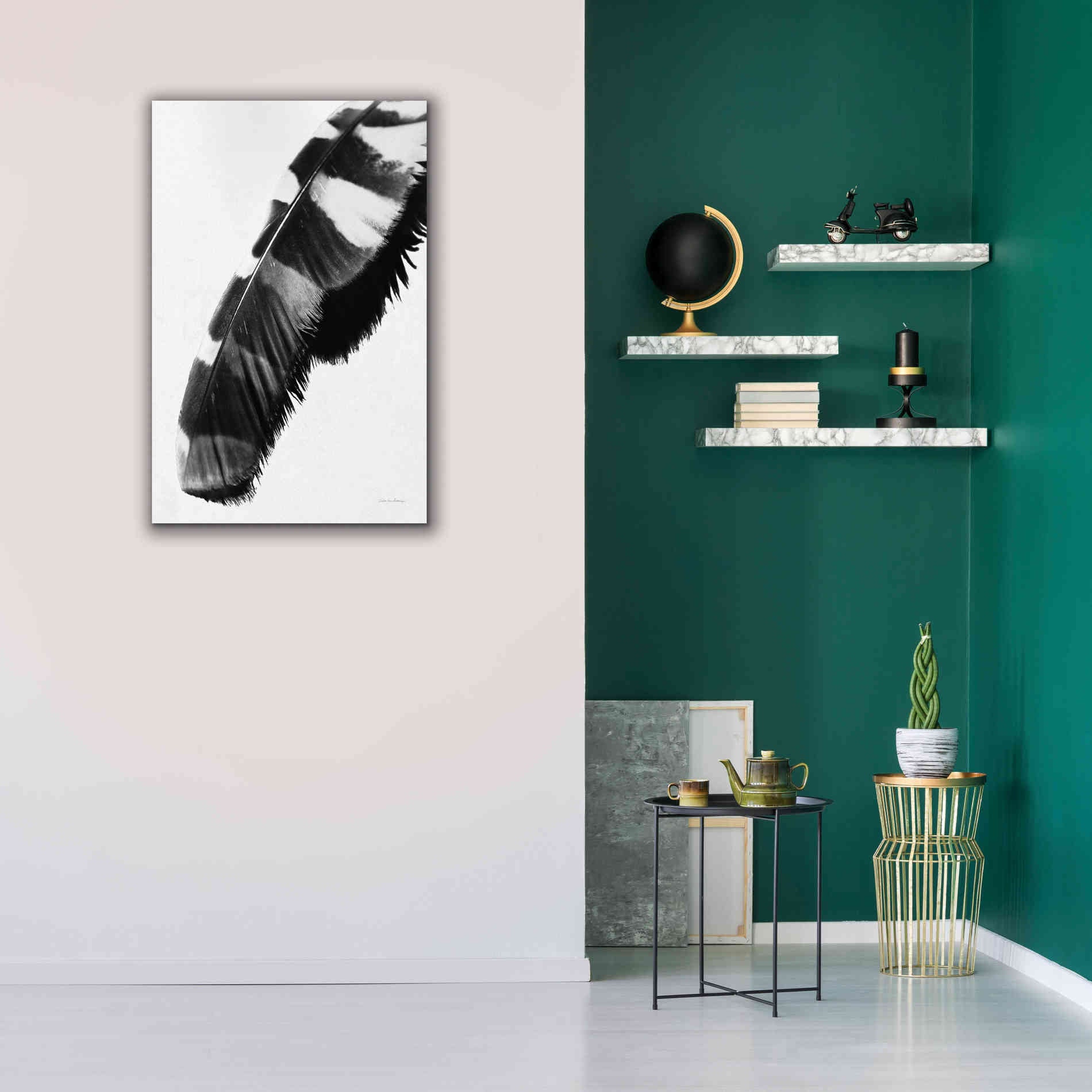 'Feather Shadow II White' by Debra Van Swearingen, Canvas Wall Art,26 x 40