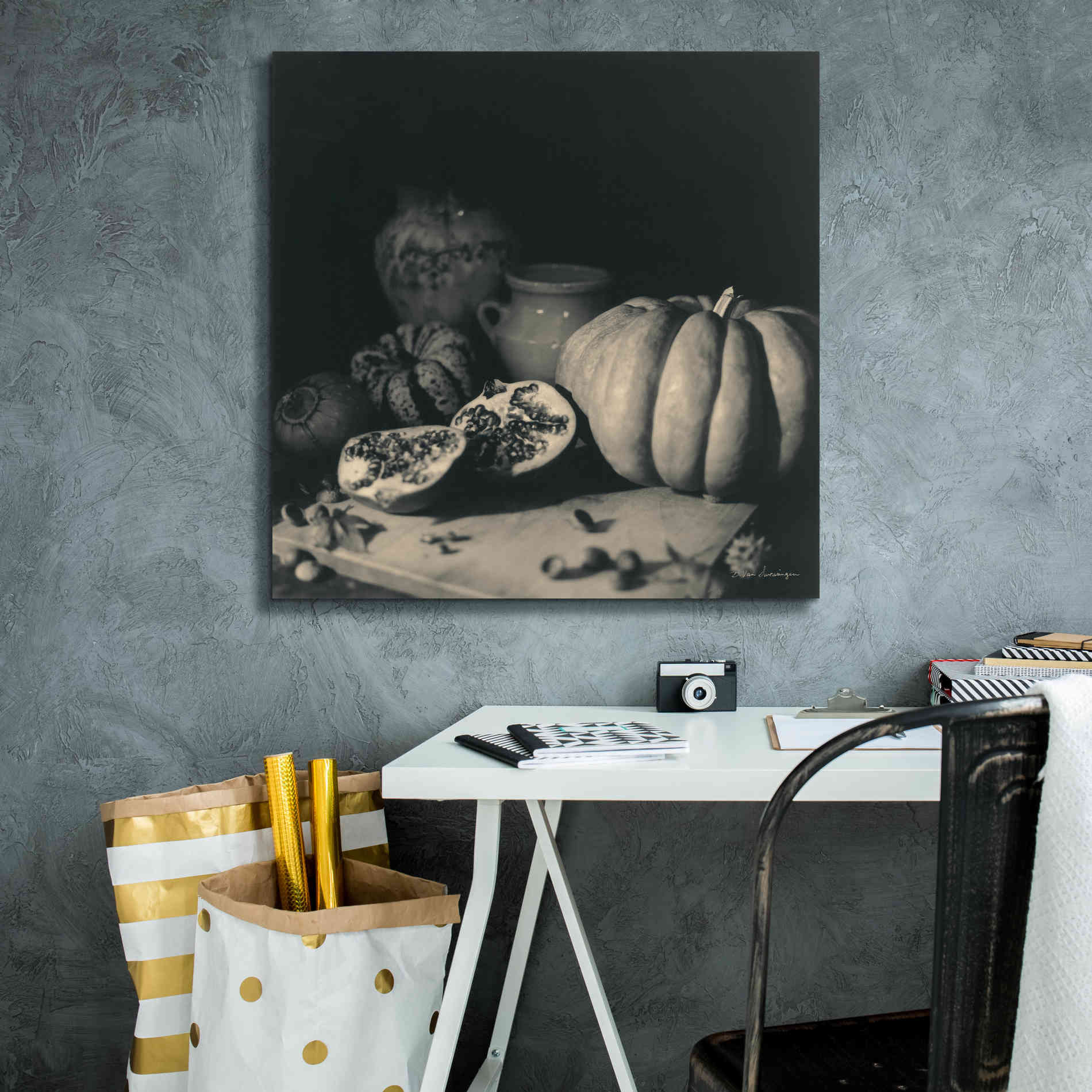 'Pumpkin and Pomegranate' by Debra Van Swearingen, Canvas Wall Art,26 x 26