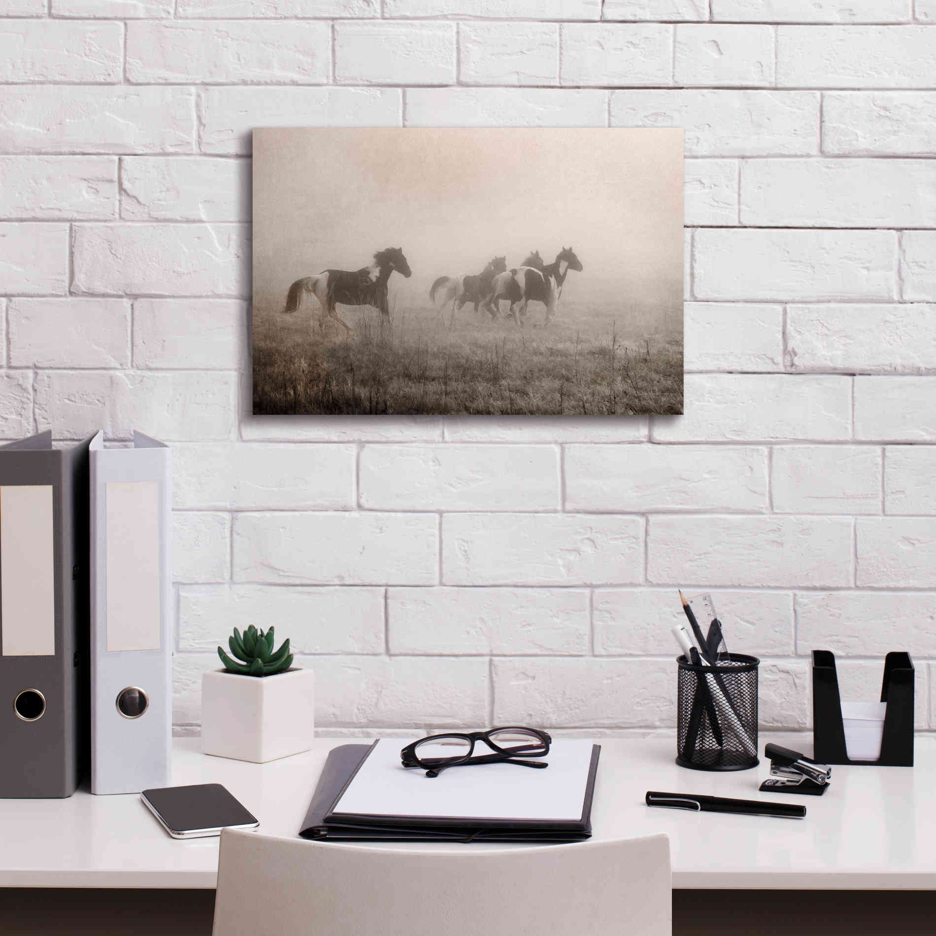 'Painted Horses on the Run' by Debra Van Swearingen, Canvas Wall Art,18 x 12