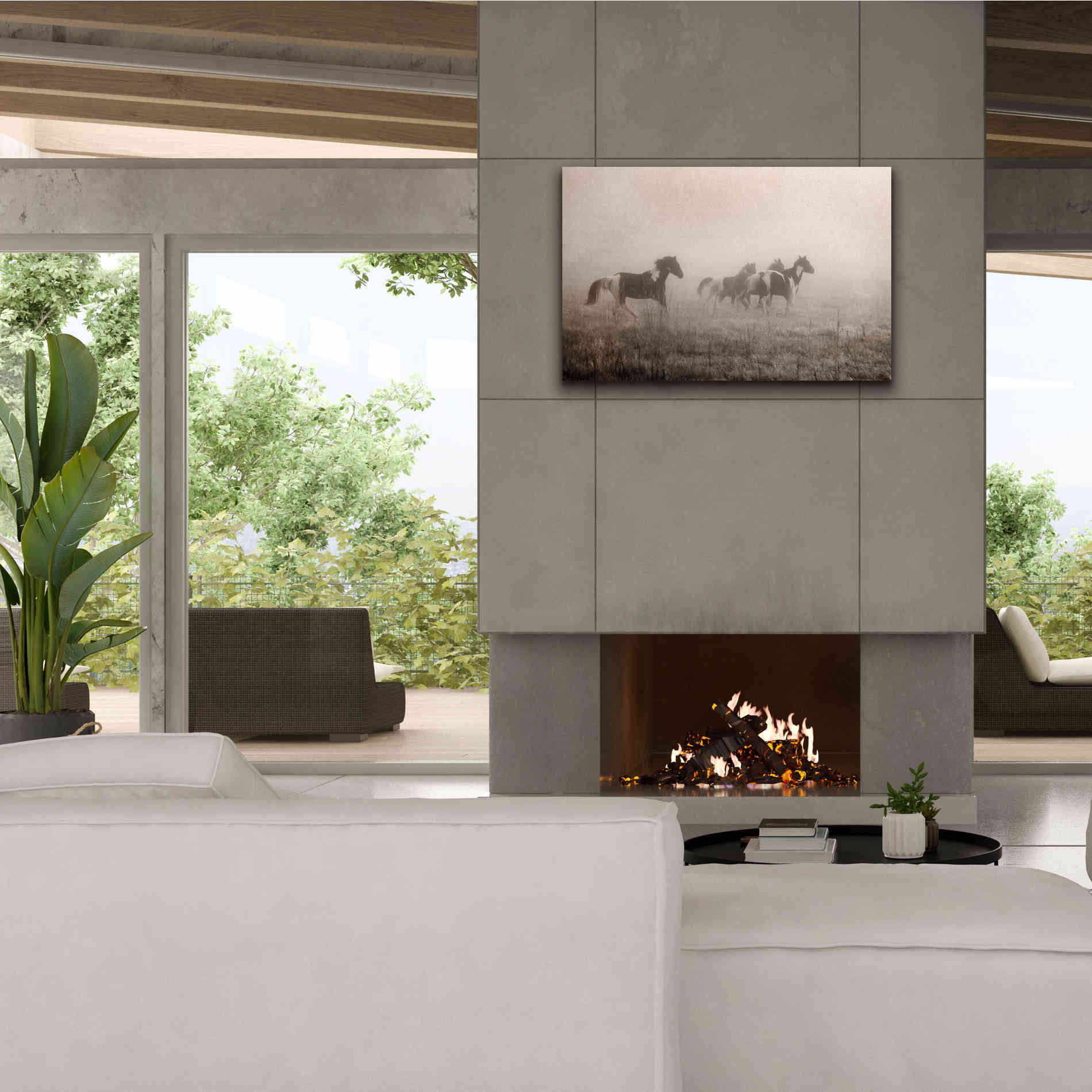 'Painted Horses on the Run' by Debra Van Swearingen, Canvas Wall Art,40 x 26