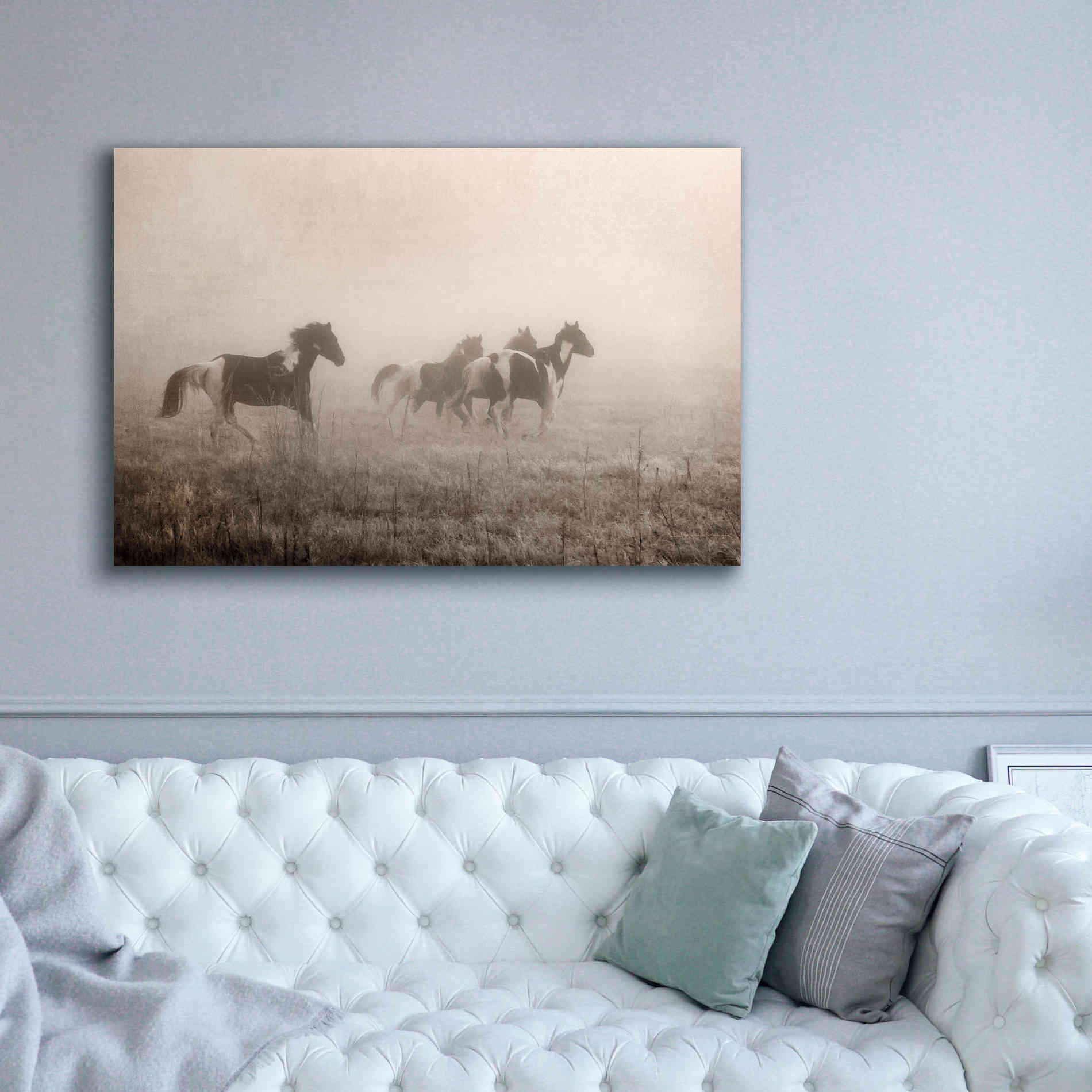 'Painted Horses on the Run' by Debra Van Swearingen, Canvas Wall Art,60 x 40
