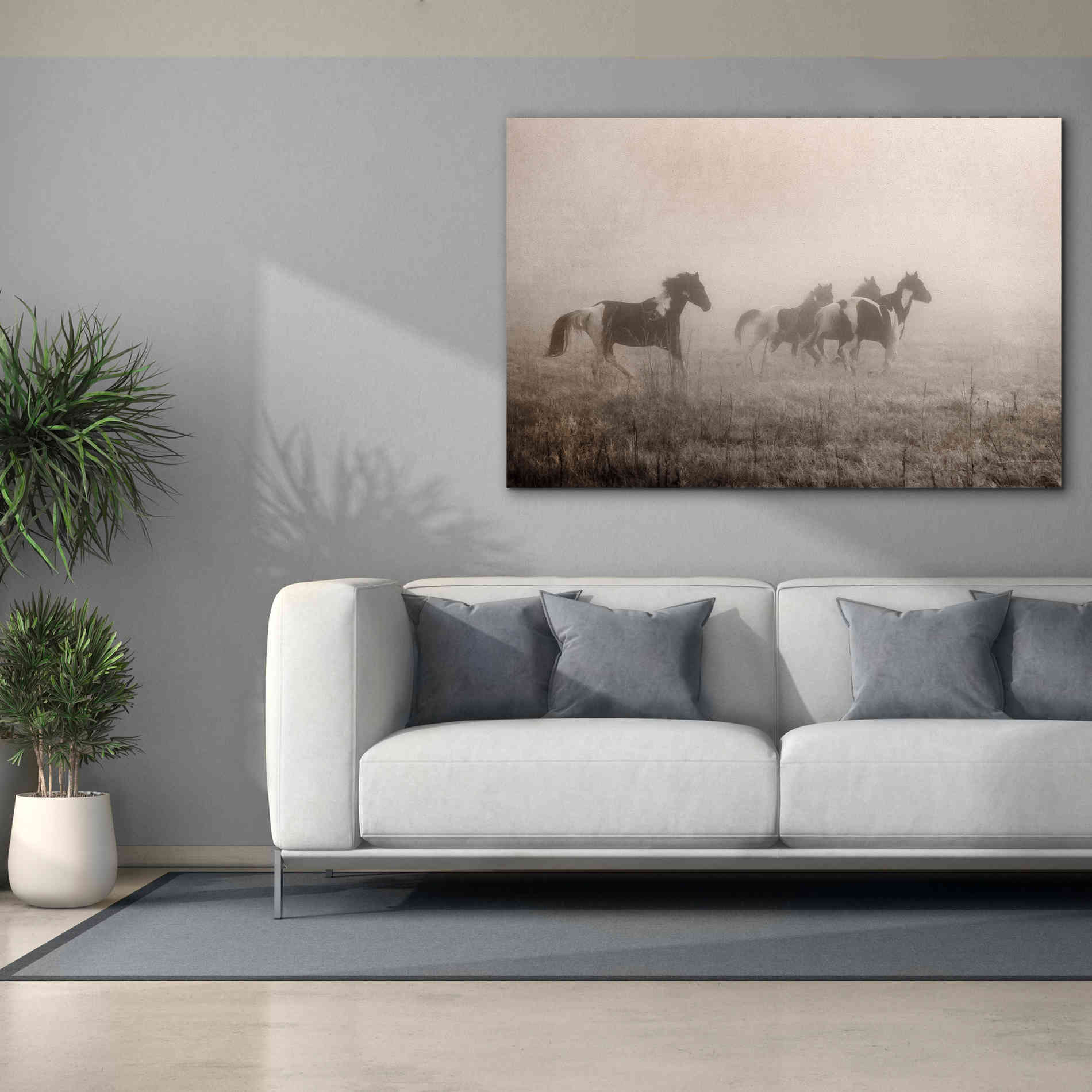 'Painted Horses on the Run' by Debra Van Swearingen, Canvas Wall Art,60 x 40