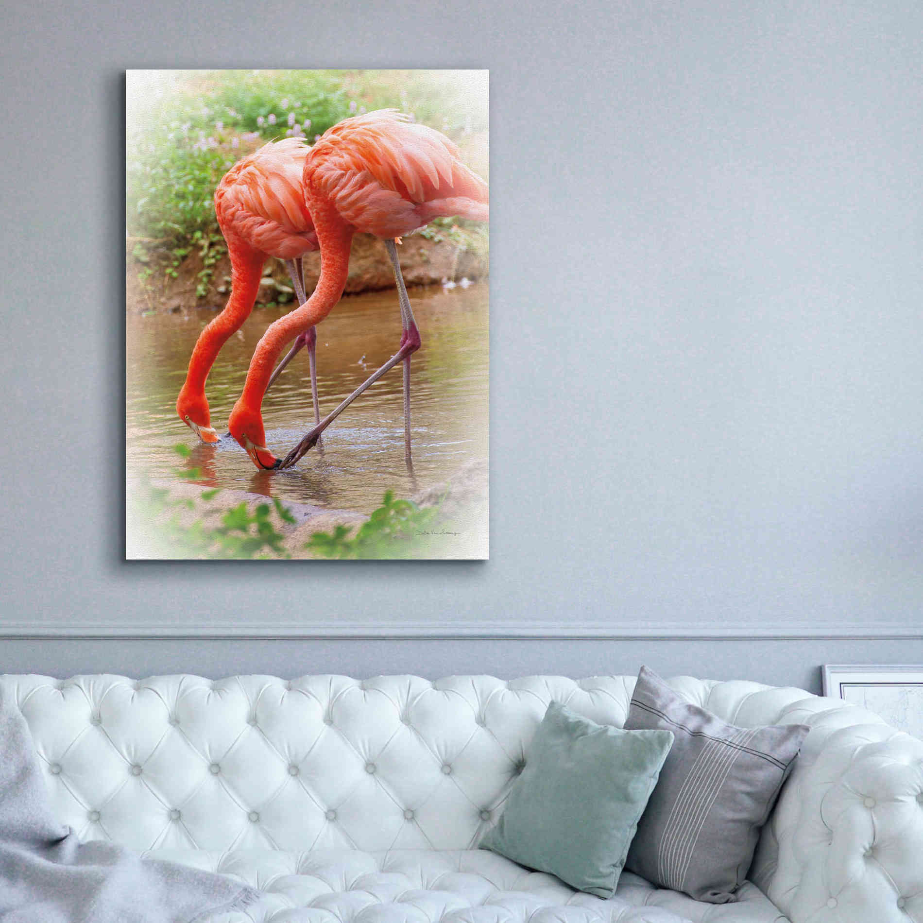 'Two Flamingos' by Debra Van Swearingen, Canvas Wall Art,40 x 54
