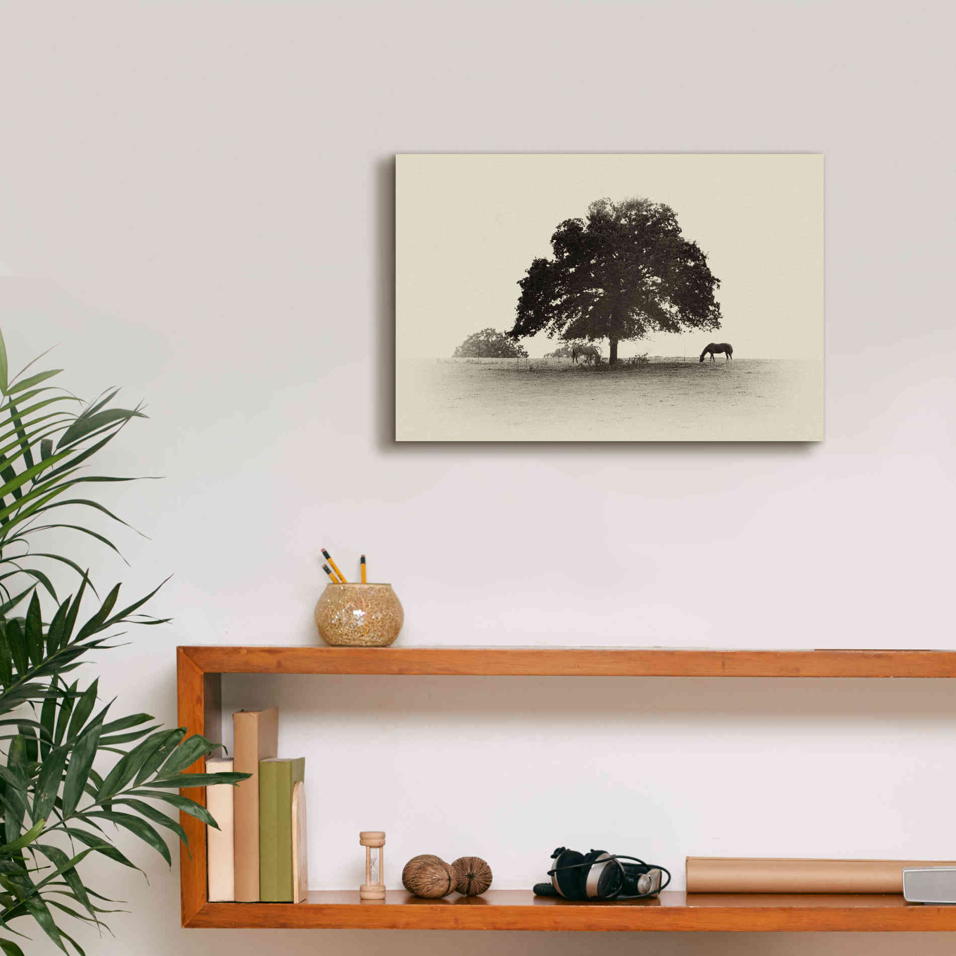 'Horses and Trees I' by Debra Van Swearingen, Canvas Wall Art,18 x 12