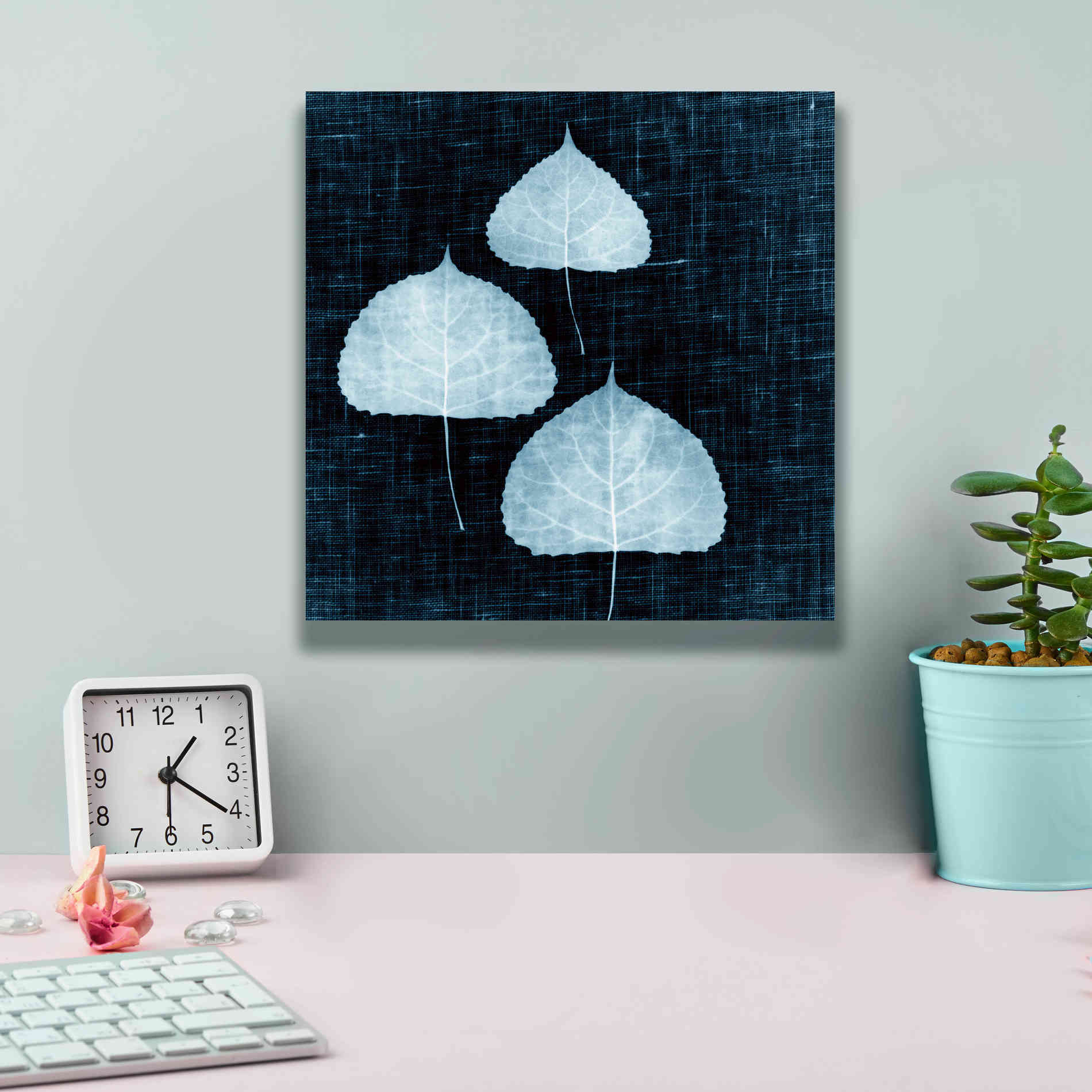 'Leaves on Linen III' by Debra Van Swearingen, Canvas Wall Art,12 x 12