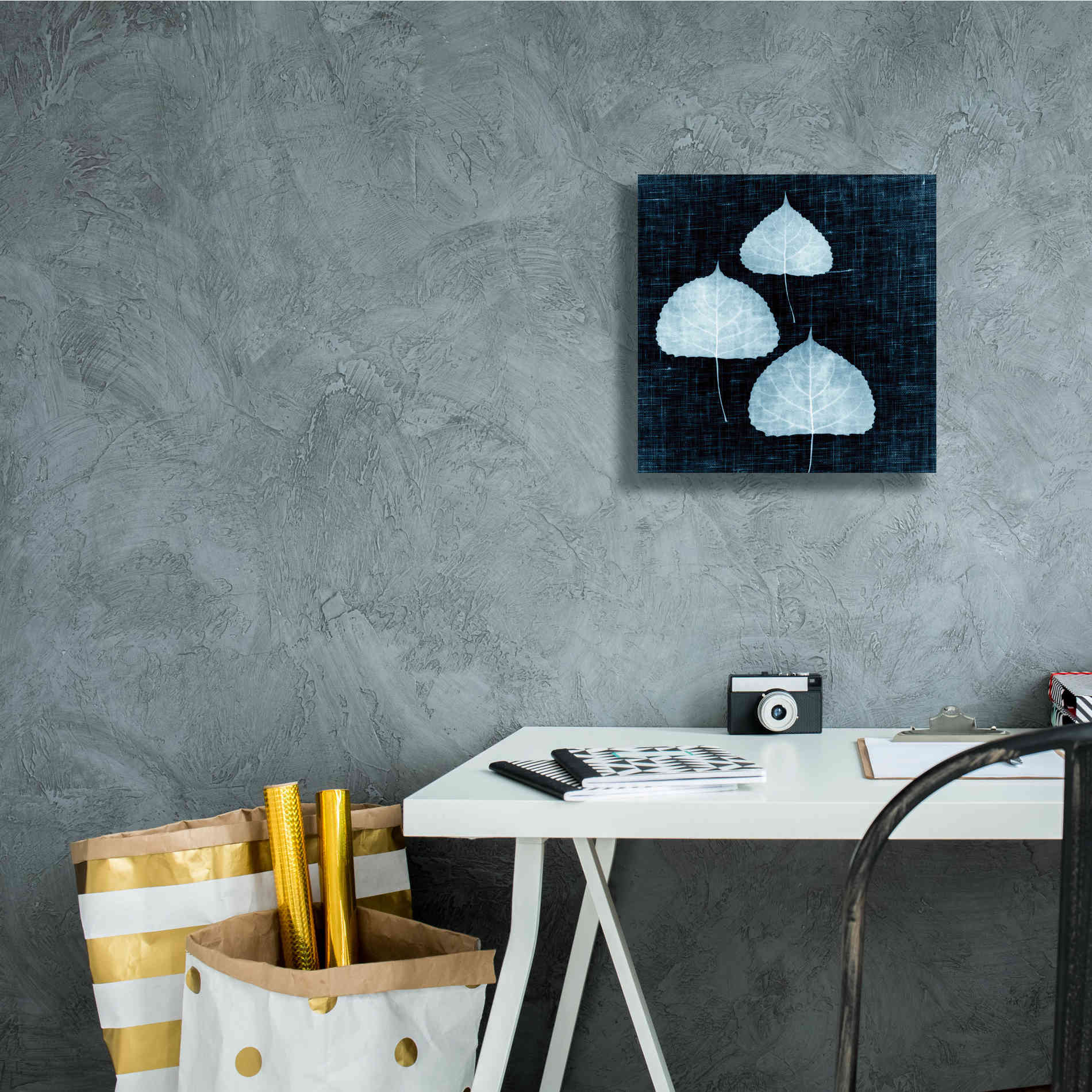 'Leaves on Linen III' by Debra Van Swearingen, Canvas Wall Art,12 x 12