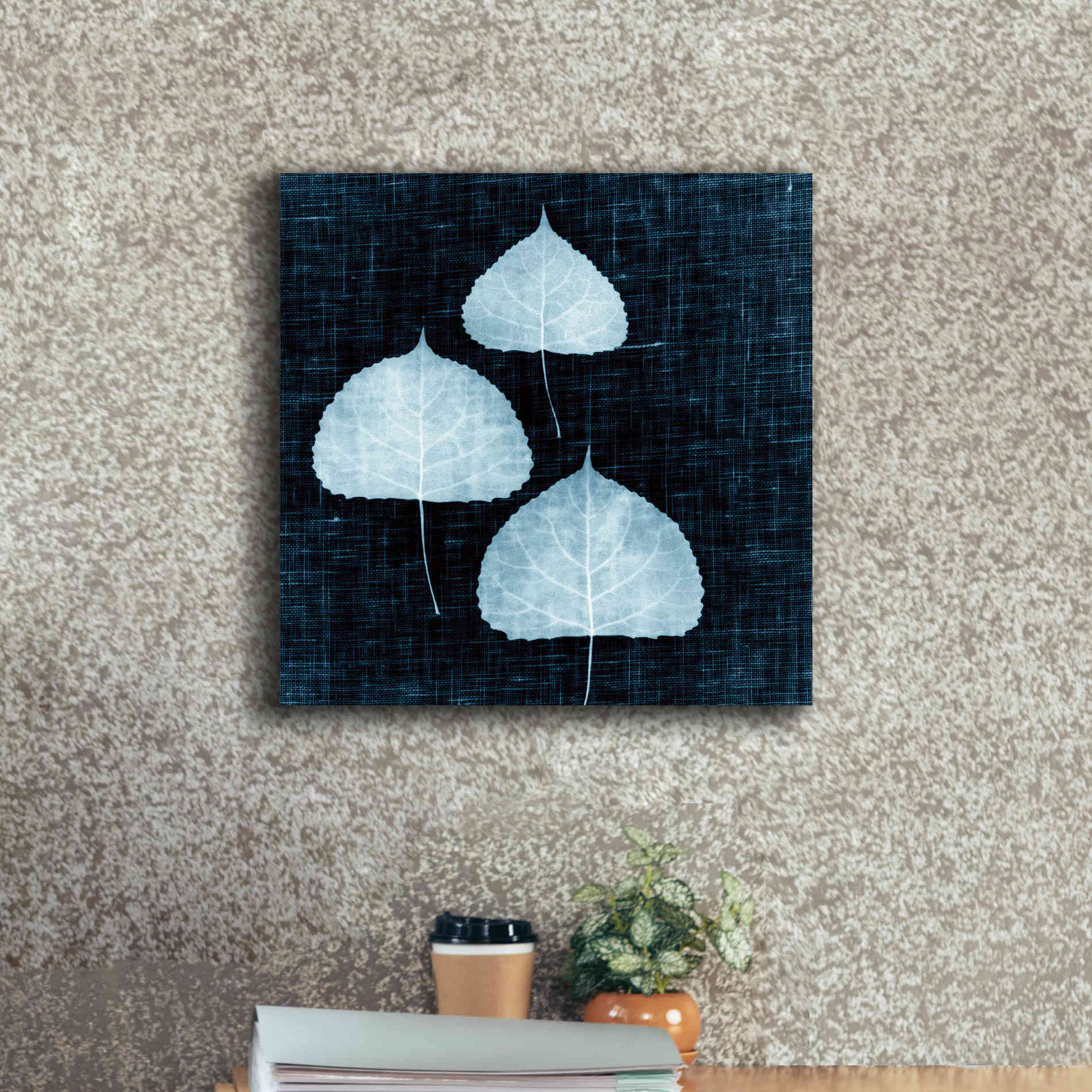 'Leaves on Linen III' by Debra Van Swearingen, Canvas Wall Art,18 x 18