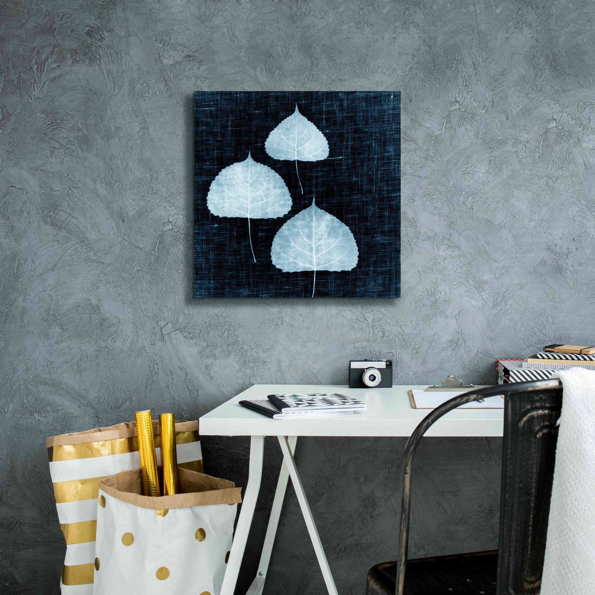 'Leaves on Linen III' by Debra Van Swearingen, Canvas Wall Art,18 x 18