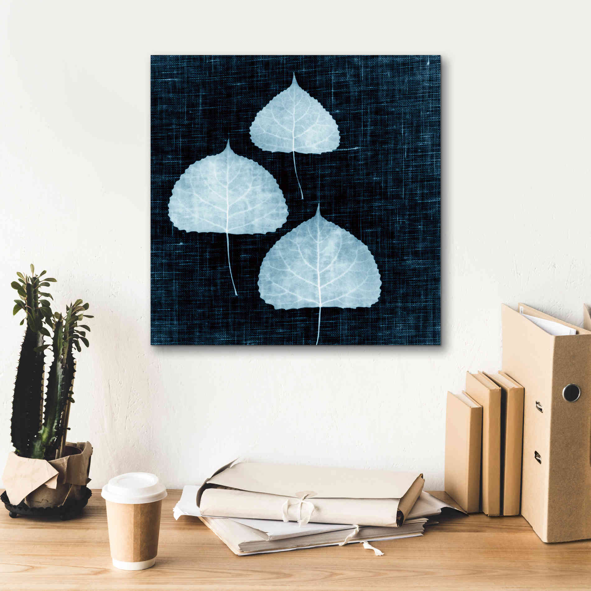 'Leaves on Linen III' by Debra Van Swearingen, Canvas Wall Art,18 x 18