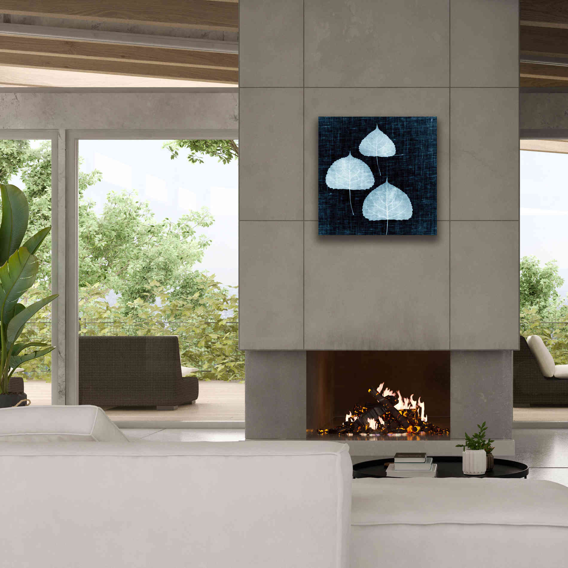 'Leaves on Linen III' by Debra Van Swearingen, Canvas Wall Art,26 x 26
