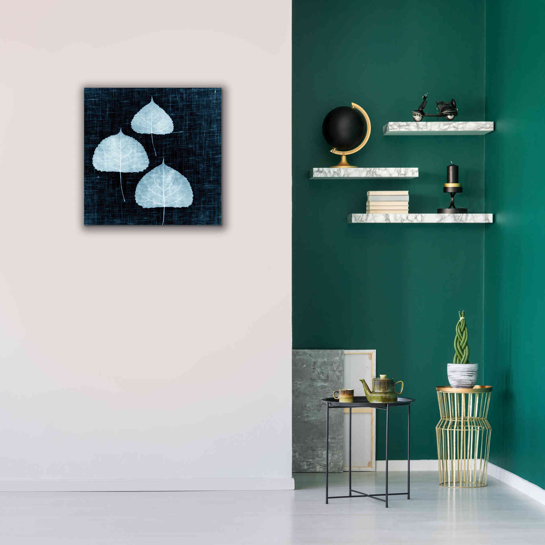 'Leaves on Linen III' by Debra Van Swearingen, Canvas Wall Art,26 x 26