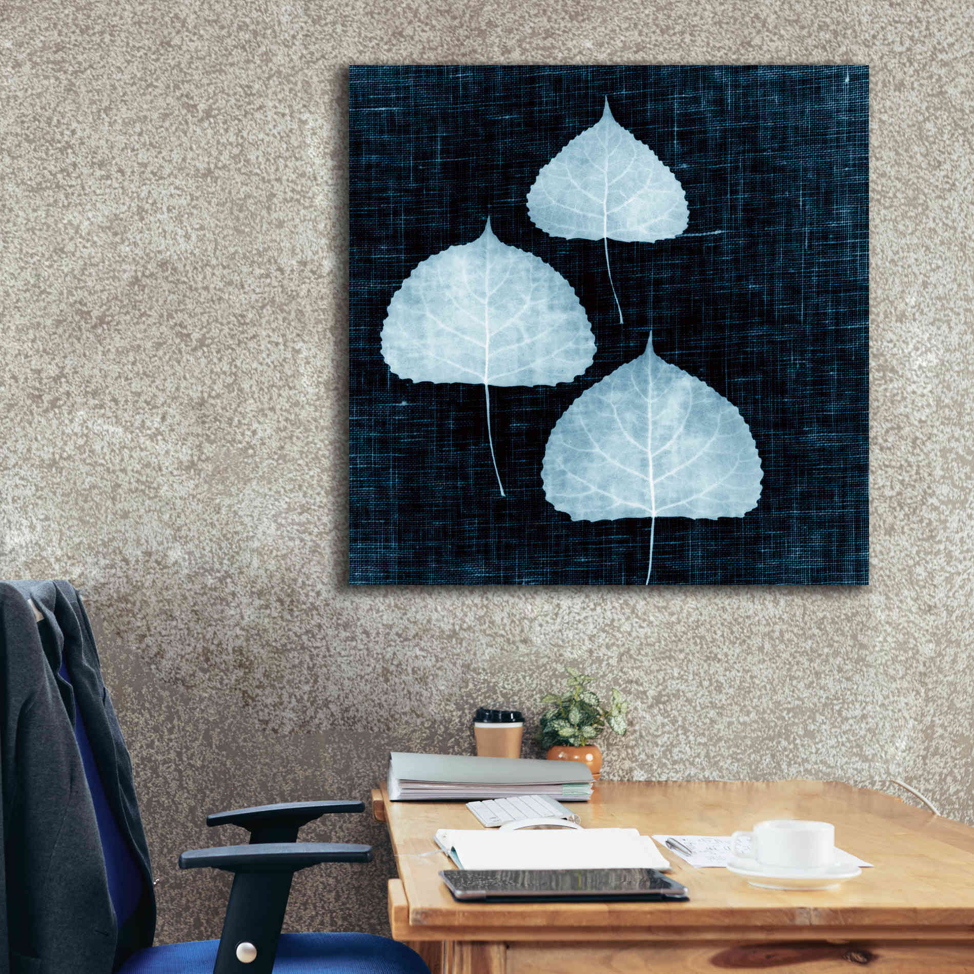 'Leaves on Linen III' by Debra Van Swearingen, Canvas Wall Art,37 x 37