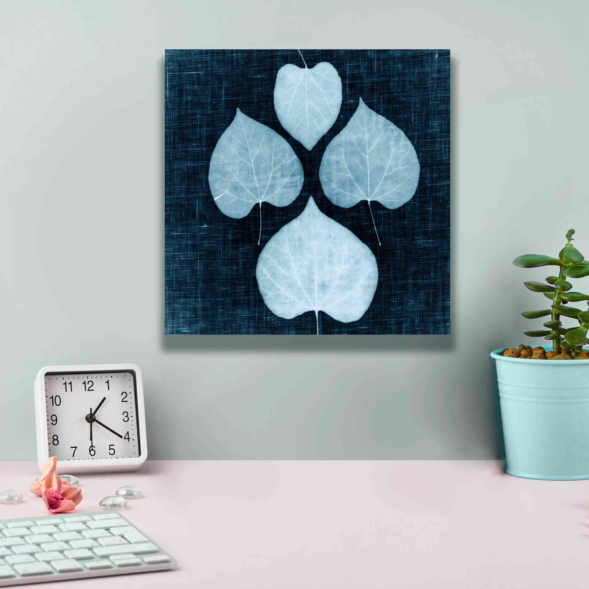 'Leaves on Linen IV' by Debra Van Swearingen, Canvas Wall Art,12 x 12
