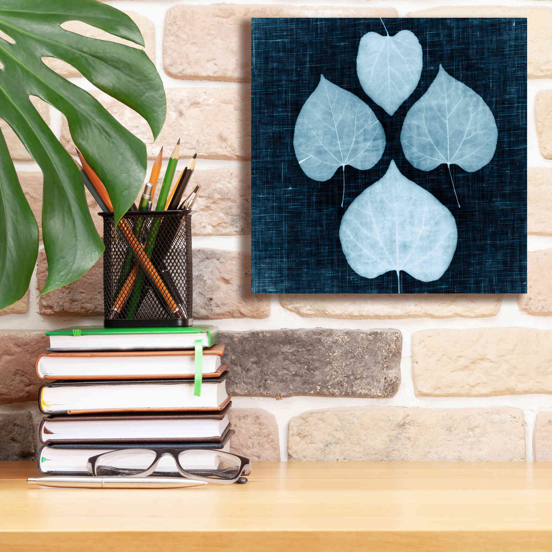'Leaves on Linen IV' by Debra Van Swearingen, Canvas Wall Art,12 x 12