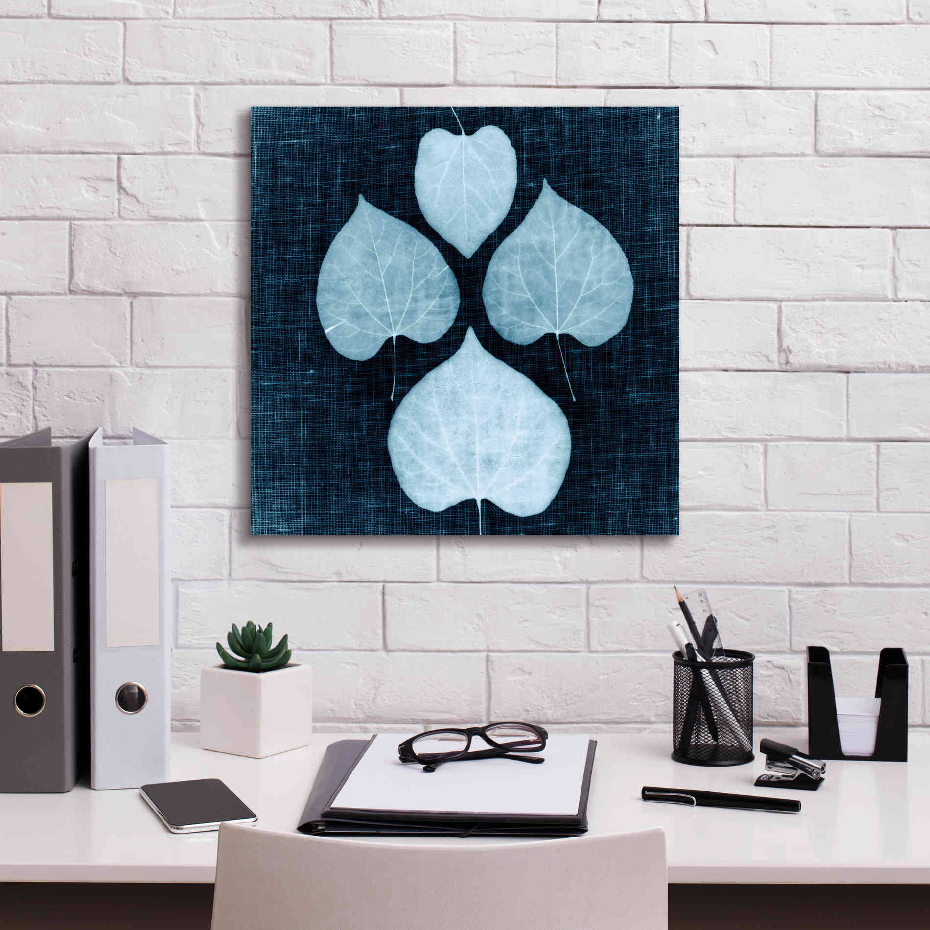 'Leaves on Linen IV' by Debra Van Swearingen, Canvas Wall Art,18 x 18