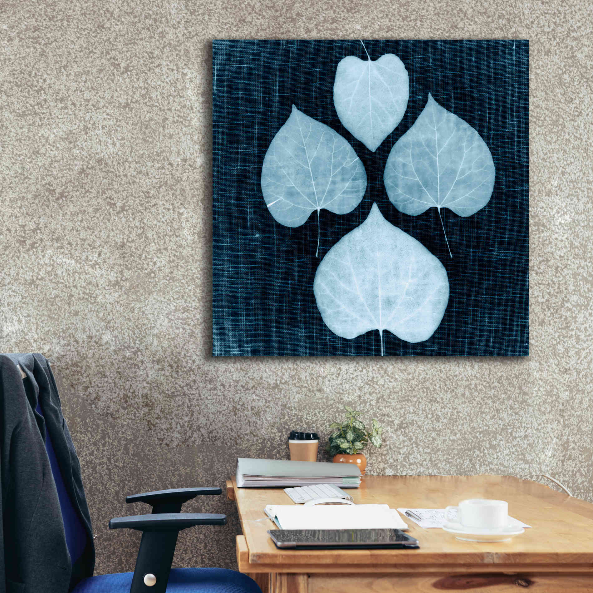 'Leaves on Linen IV' by Debra Van Swearingen, Canvas Wall Art,37 x 37