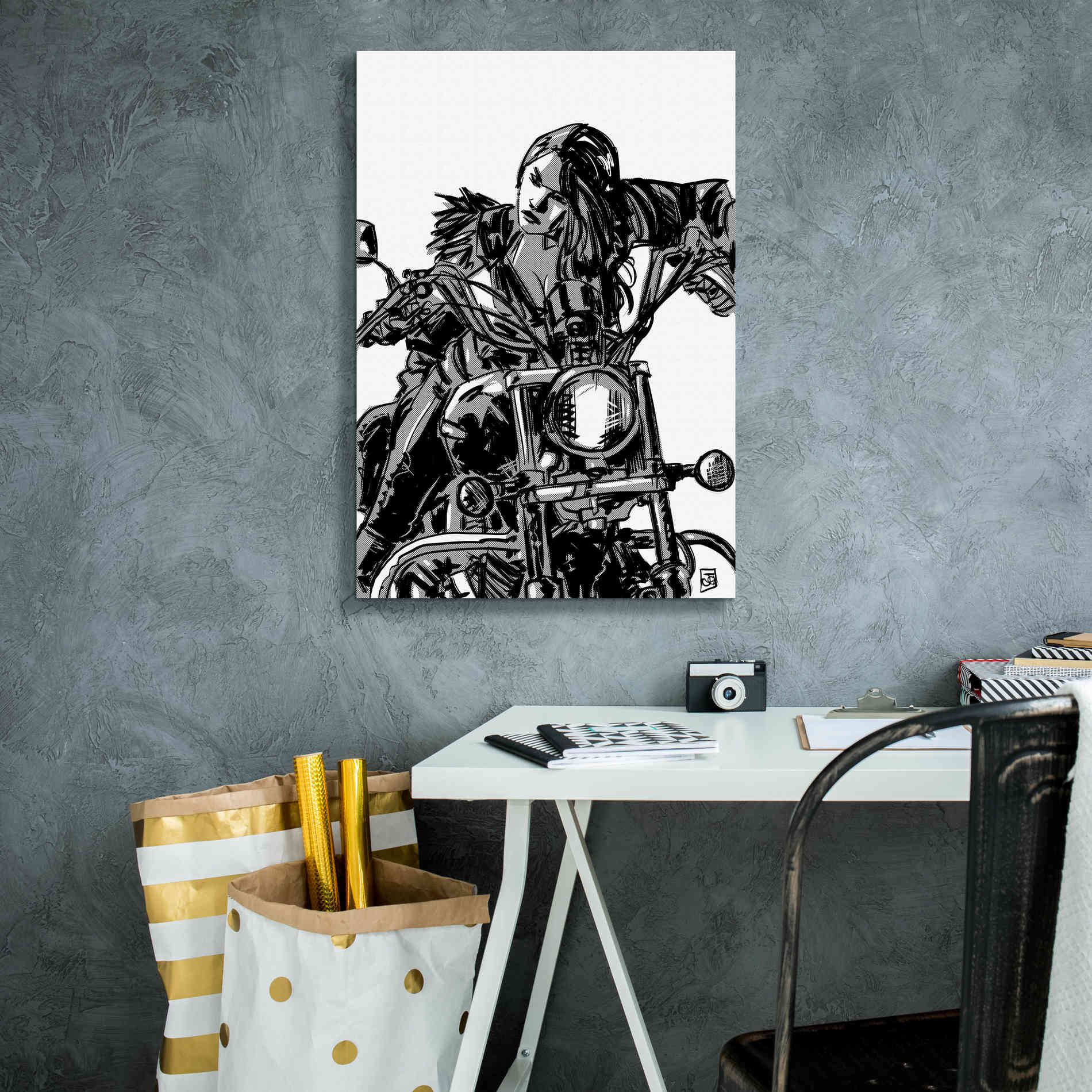 'Biker Girl' by Giuseppe Cristiano, Canvas Wall Art,18 x 26