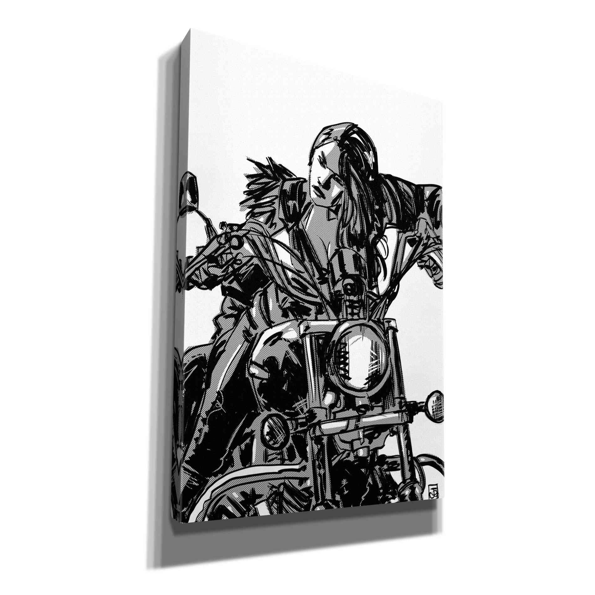 'Biker Girl' by Giuseppe Cristiano, Canvas Wall Art