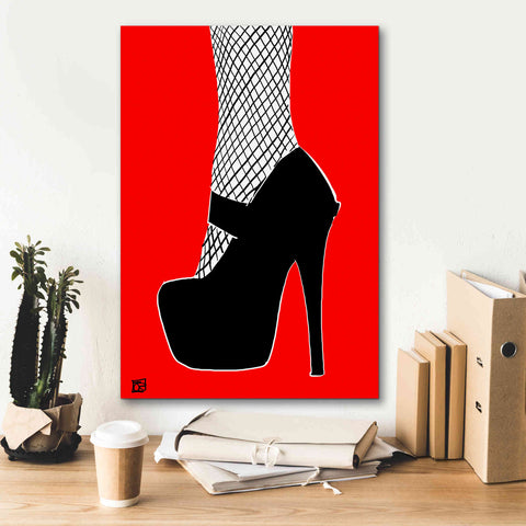 Image of 'Black heel on red' by Giuseppe Cristiano, Canvas Wall Art,18 x 26