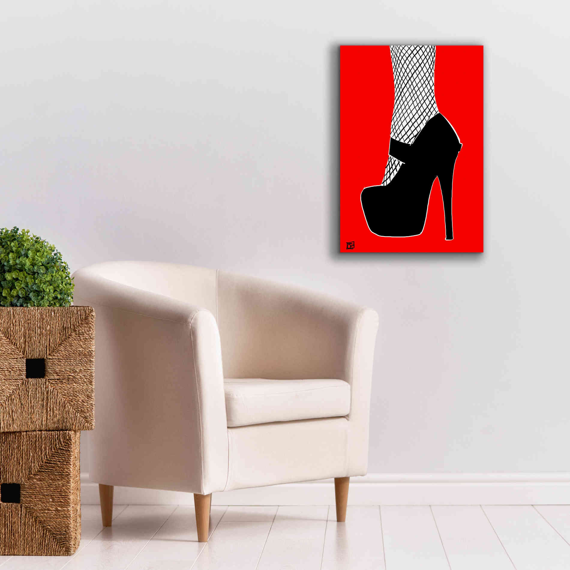 'Black heel on red' by Giuseppe Cristiano, Canvas Wall Art,18 x 26