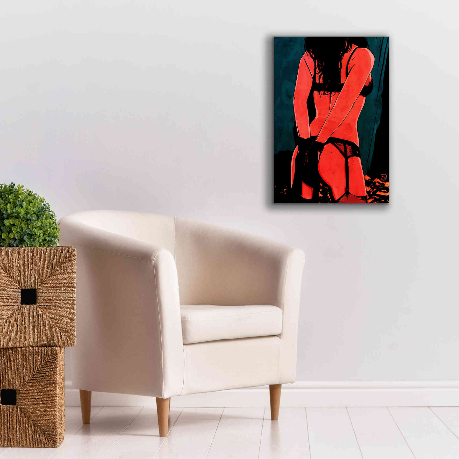 'Brunette in Lingerie' by Giuseppe Cristiano, Canvas Wall Art,18 x 26