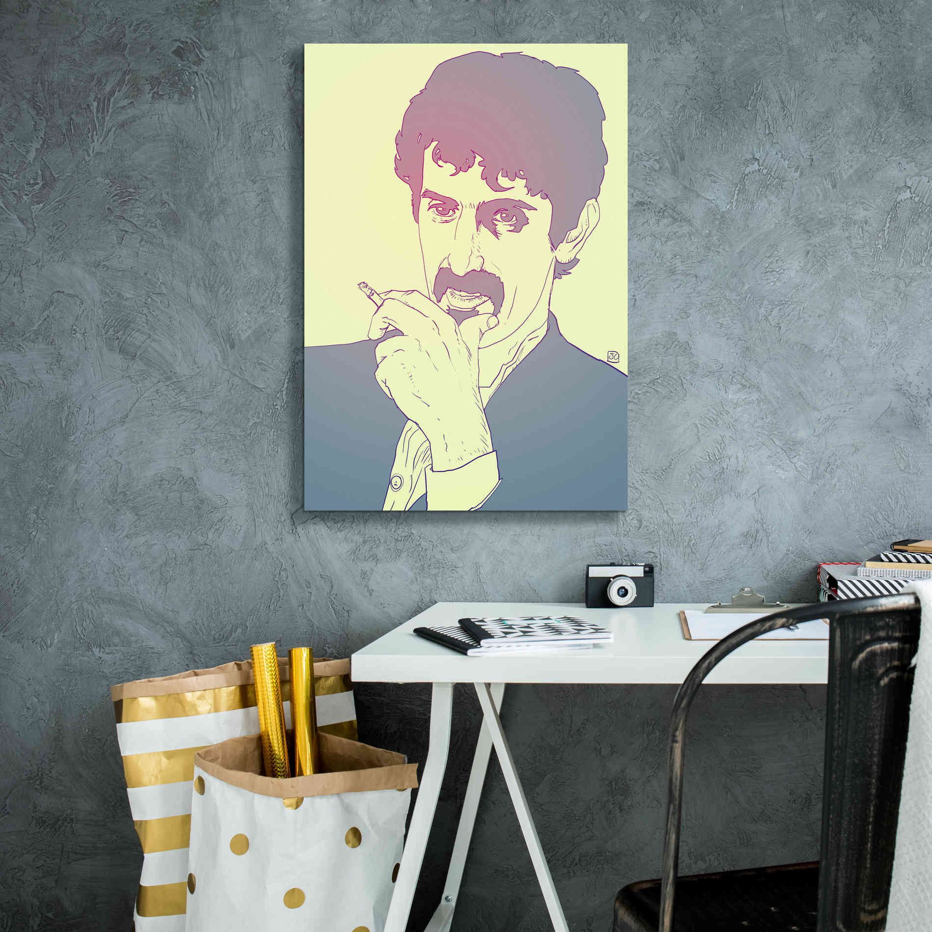 'Frank Zappa' by Giuseppe Cristiano, Canvas Wall Art,18 x 26