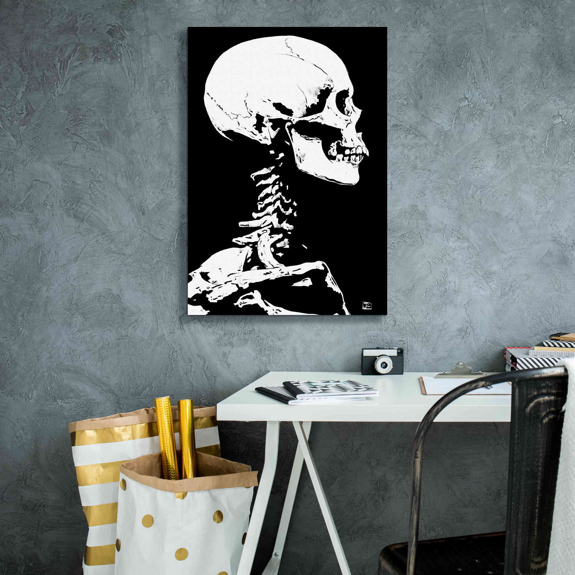 'Skeleton' by Giuseppe Cristiano, Canvas Wall Art,18 x 26