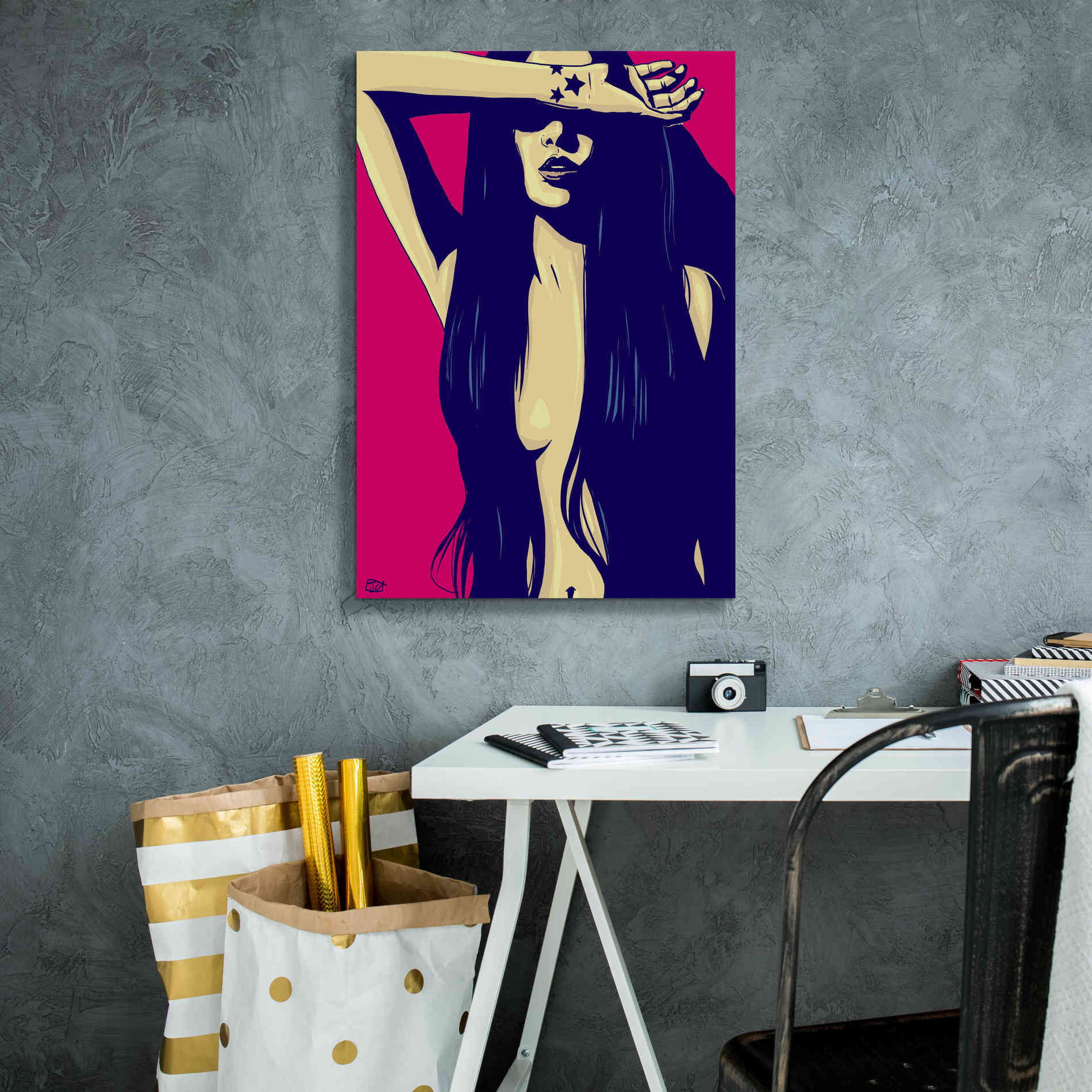 'Three Black Stars' by Giuseppe Cristiano, Canvas Wall Art,18 x 26