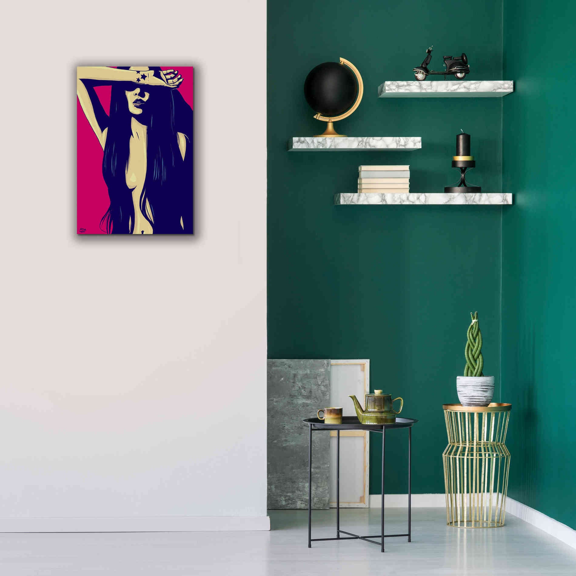 'Three Black Stars' by Giuseppe Cristiano, Canvas Wall Art,18 x 26