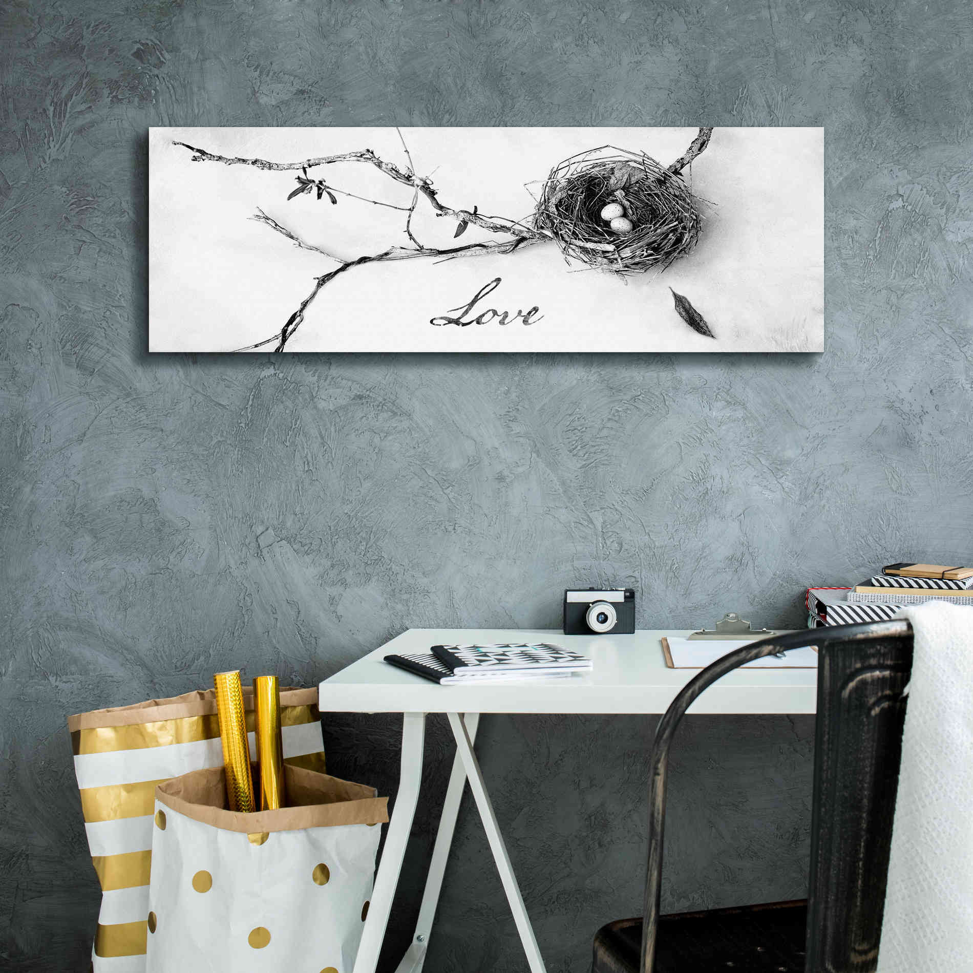 'Nest and Branch Love' by Debra Van Swearingen, Canvas Wall Art,36 x 12