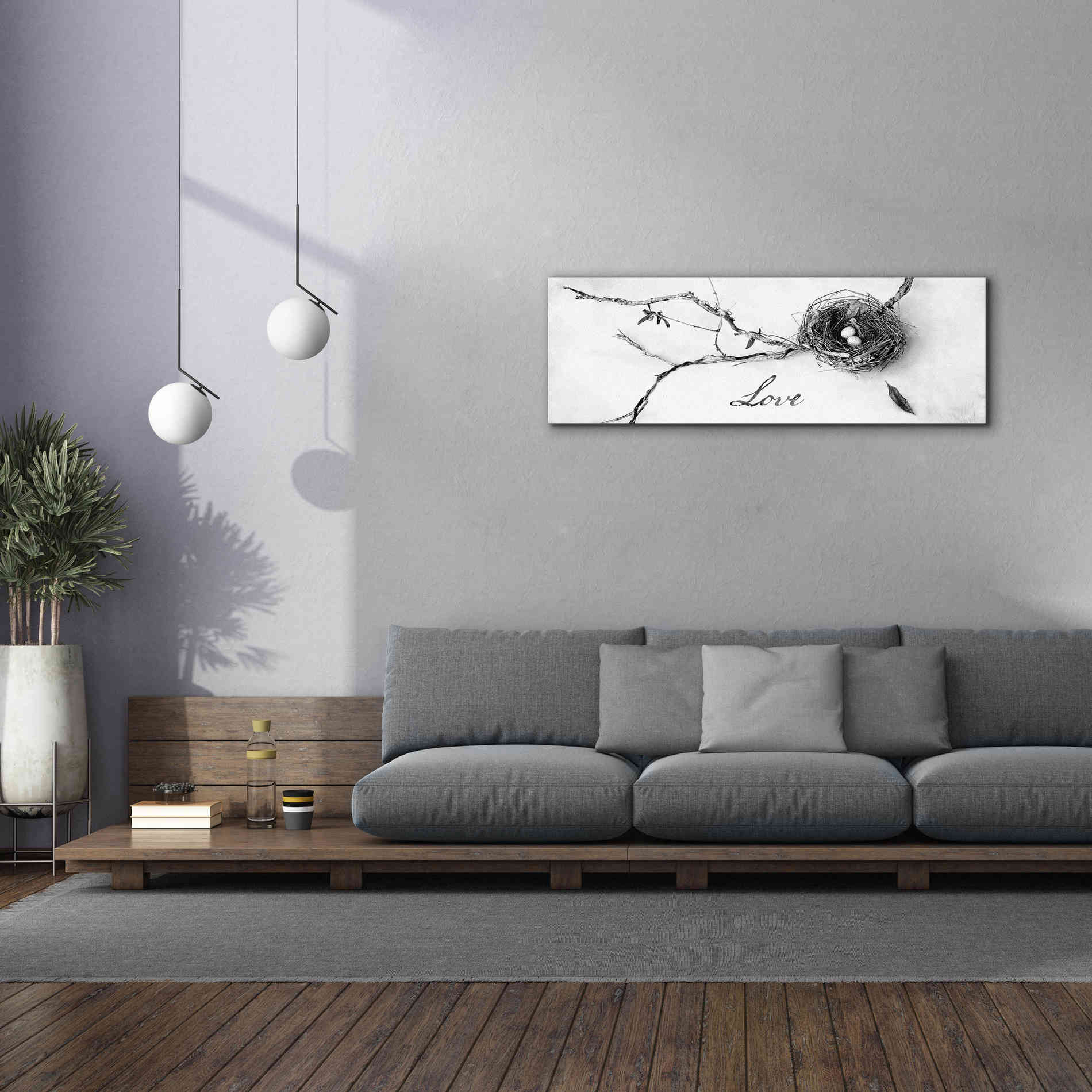 'Nest and Branch Love' by Debra Van Swearingen, Canvas Wall Art,60 x 20