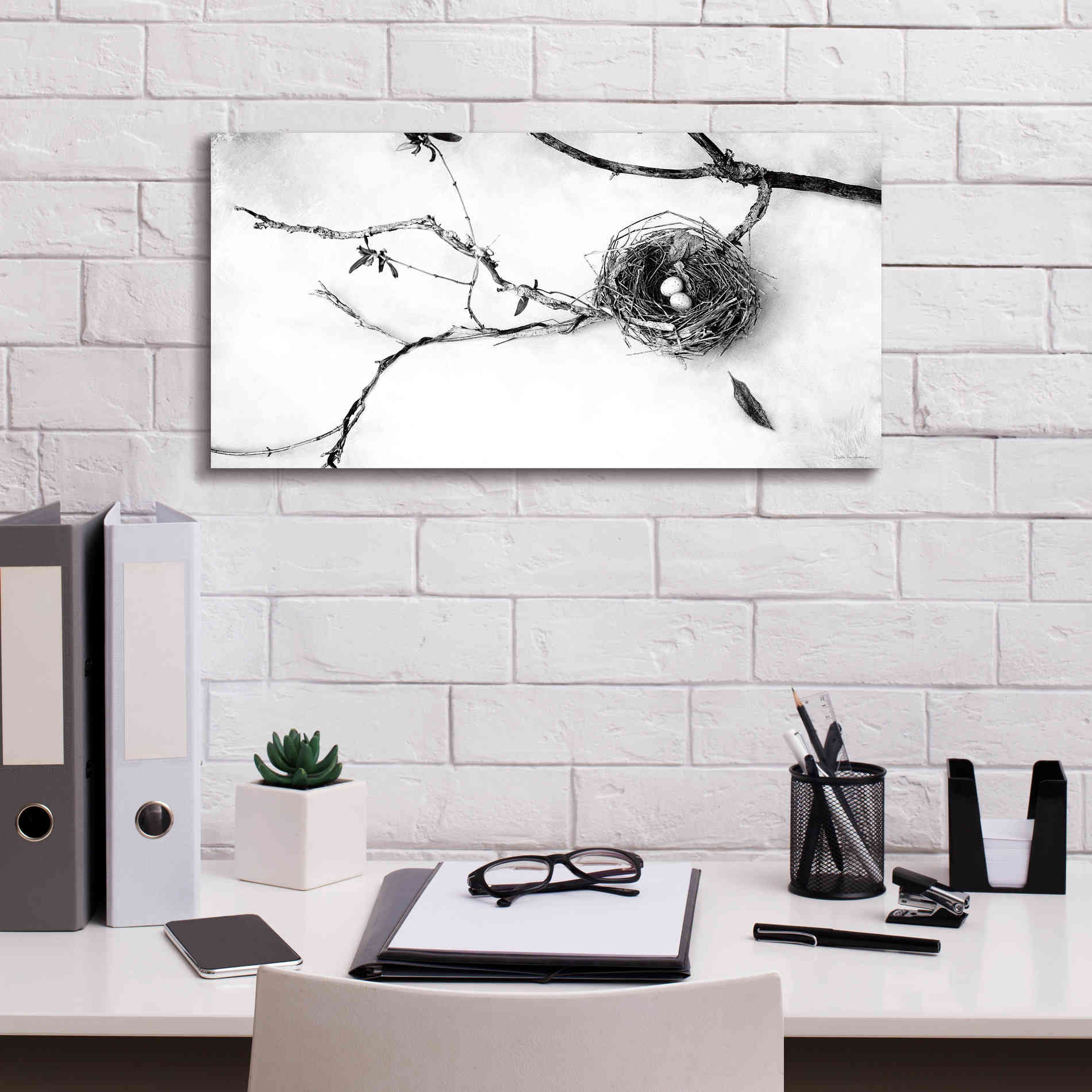 'Nest and Branch II' by Debra Van Swearingen, Canvas Wall Art,24 x 12