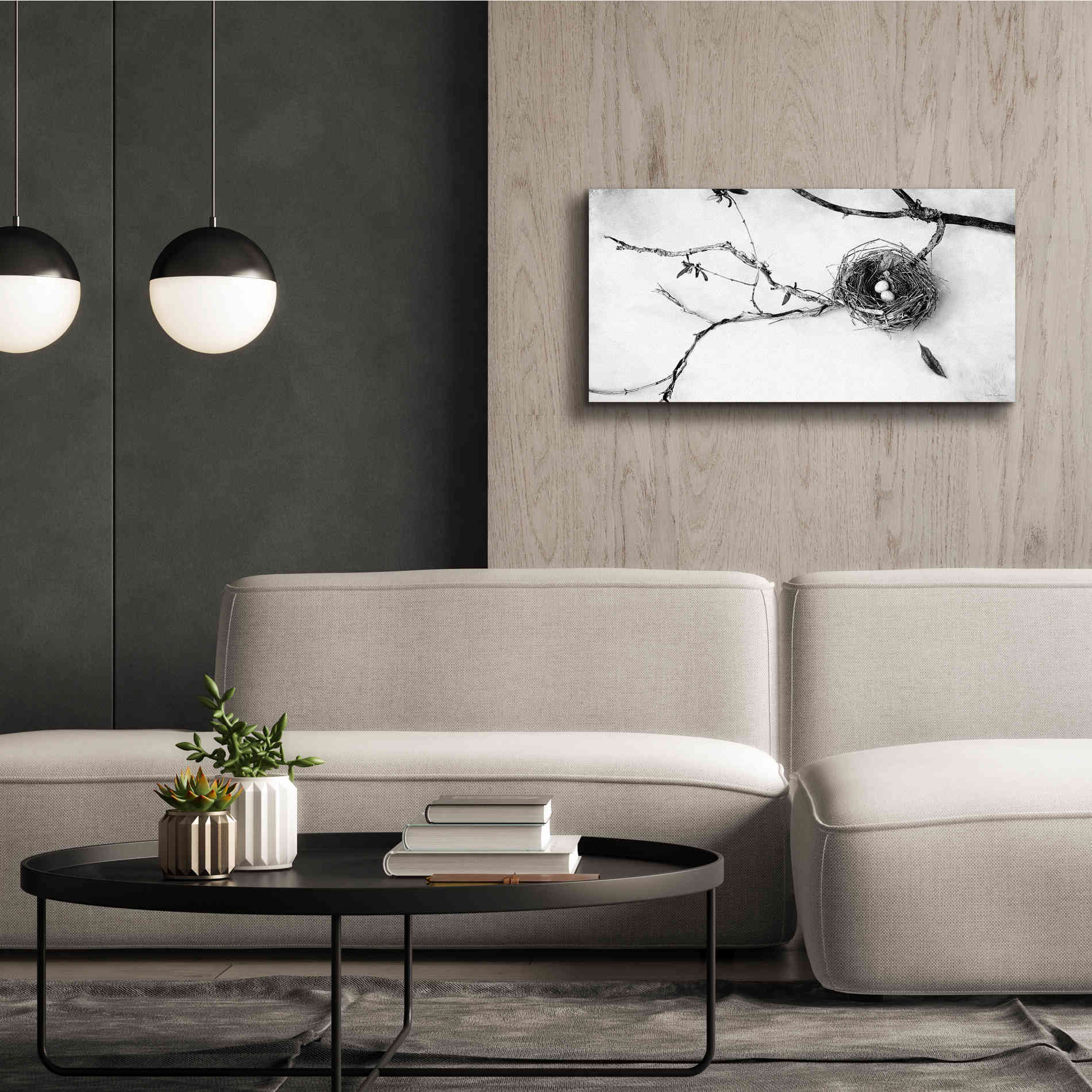 'Nest and Branch II' by Debra Van Swearingen, Canvas Wall Art,40 x 20