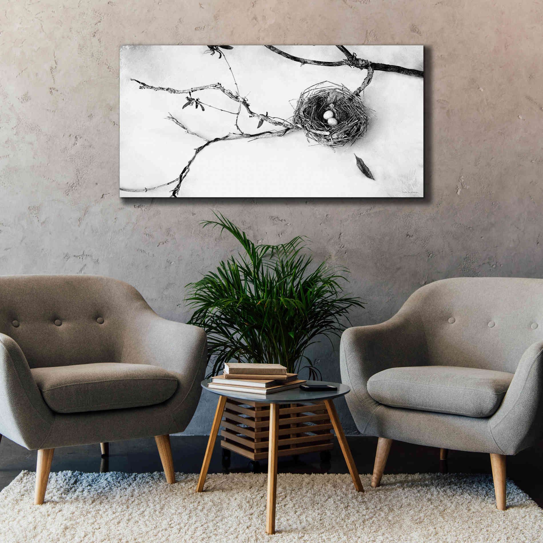 'Nest and Branch II' by Debra Van Swearingen, Canvas Wall Art,60 x 30