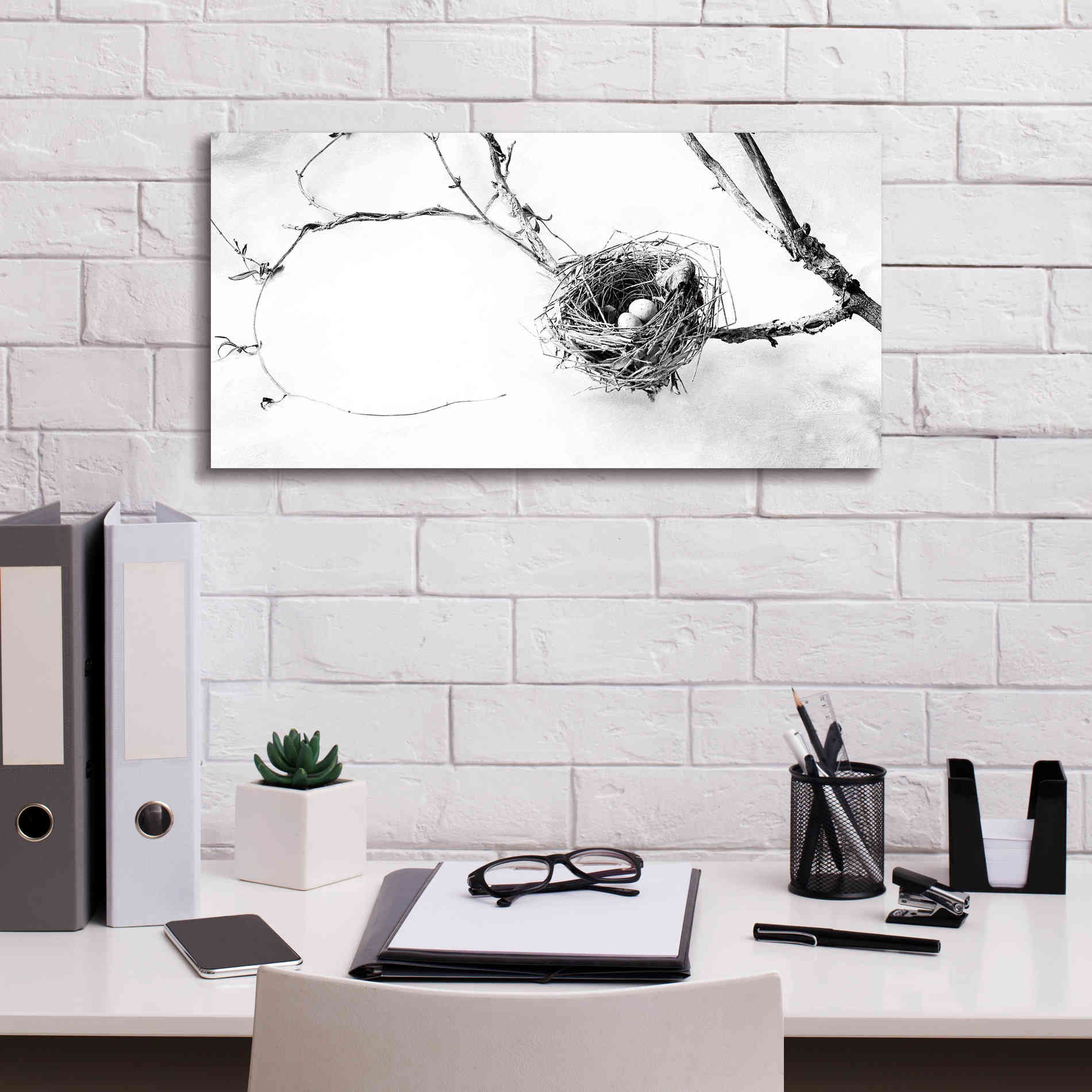 'Nest and Branch III' by Debra Van Swearingen, Canvas Wall Art,24 x 12