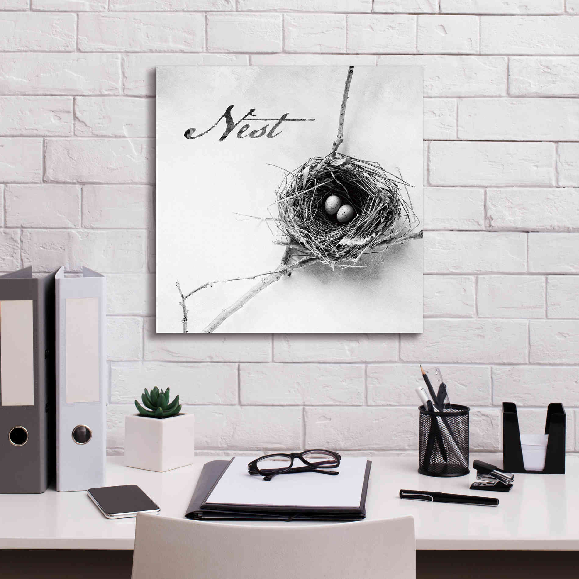 'Nest and Branch IV - Nest B&W' by Debra Van Swearingen, Canvas Wall Art,18 x 18