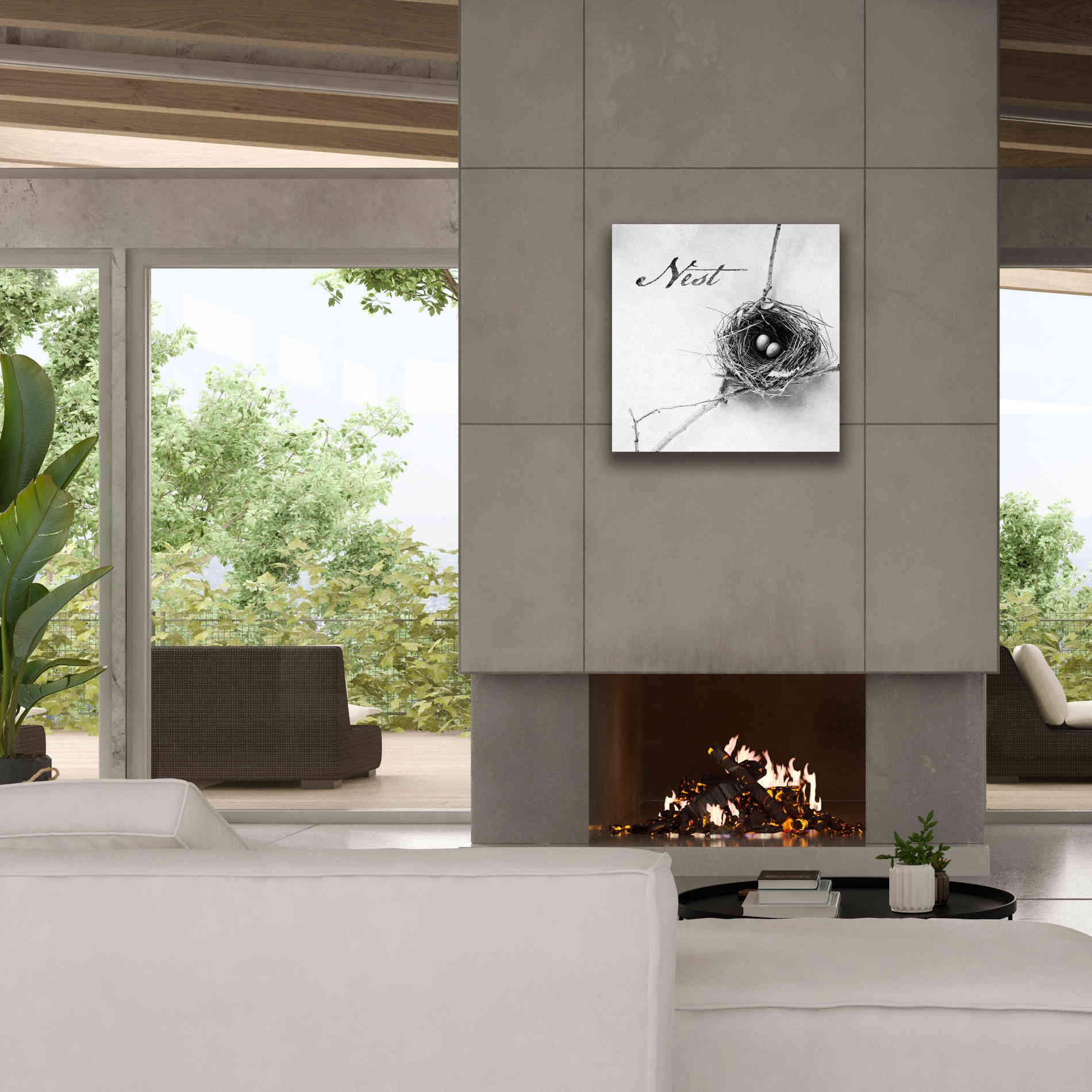 'Nest and Branch IV - Nest B&W' by Debra Van Swearingen, Canvas Wall Art,26 x 26