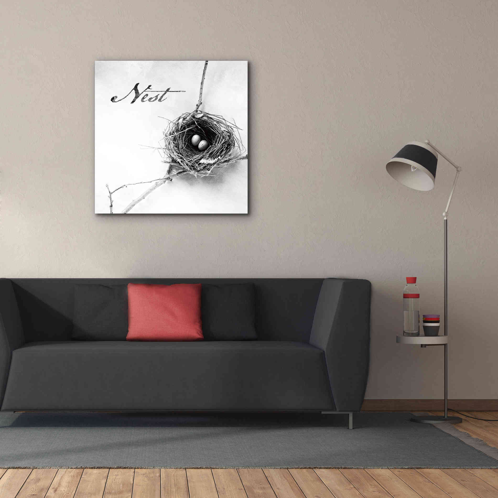 'Nest and Branch IV - Nest B&W' by Debra Van Swearingen, Canvas Wall Art,37 x 37