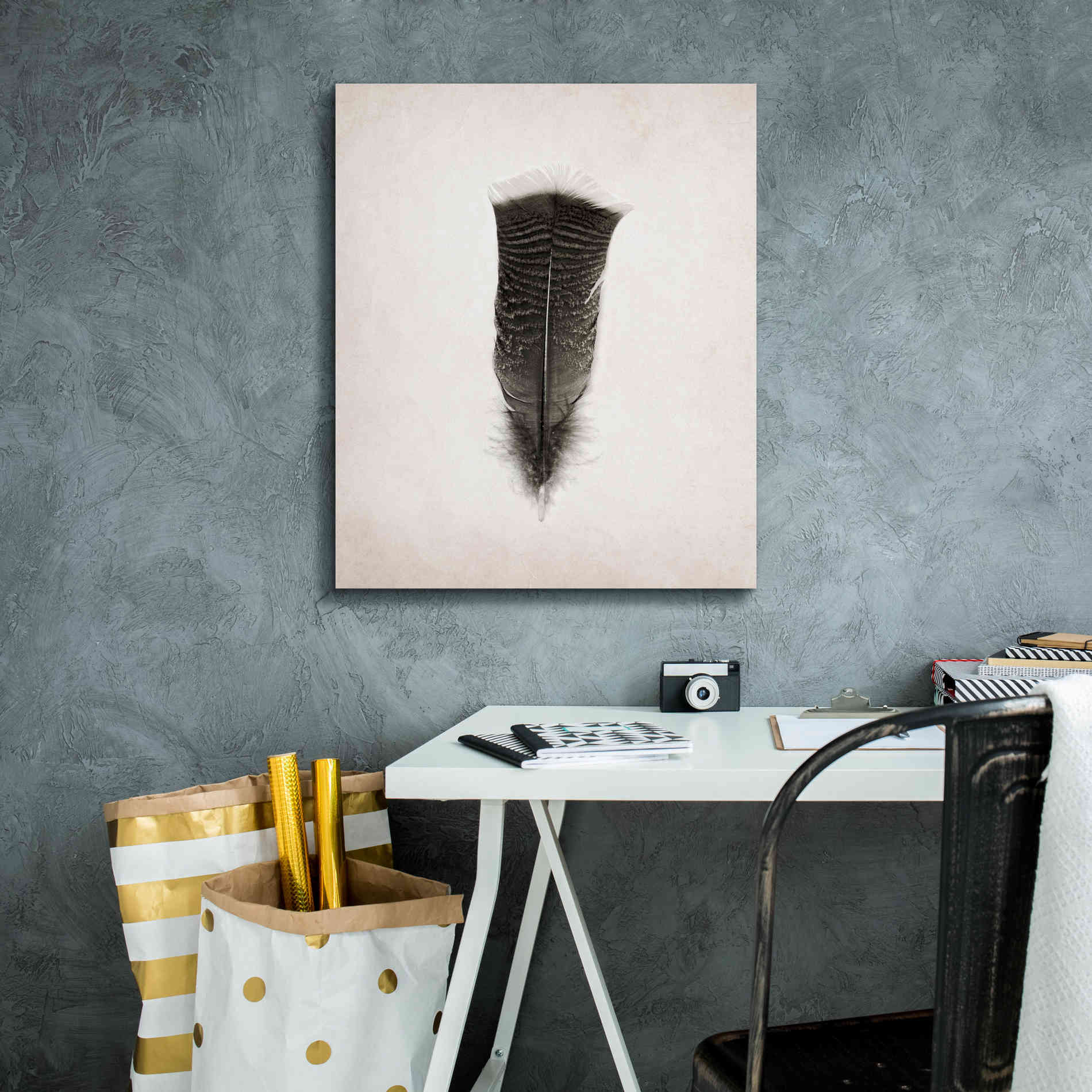 'Feather III B&W' by Debra Van Swearingen, Canvas Wall Art,20 x 24