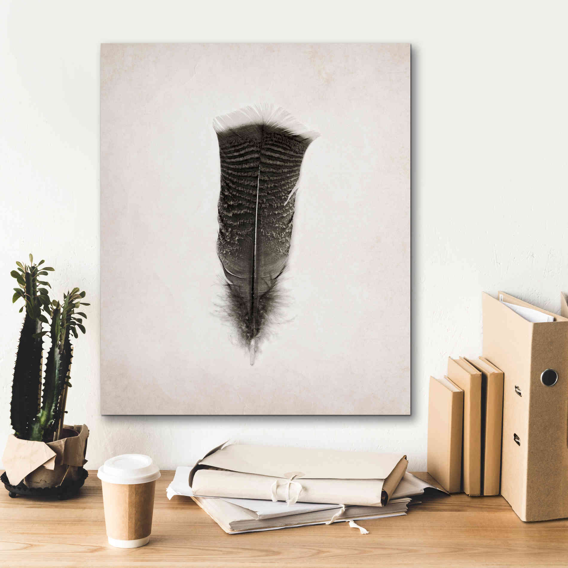 'Feather III B&W' by Debra Van Swearingen, Canvas Wall Art,20 x 24