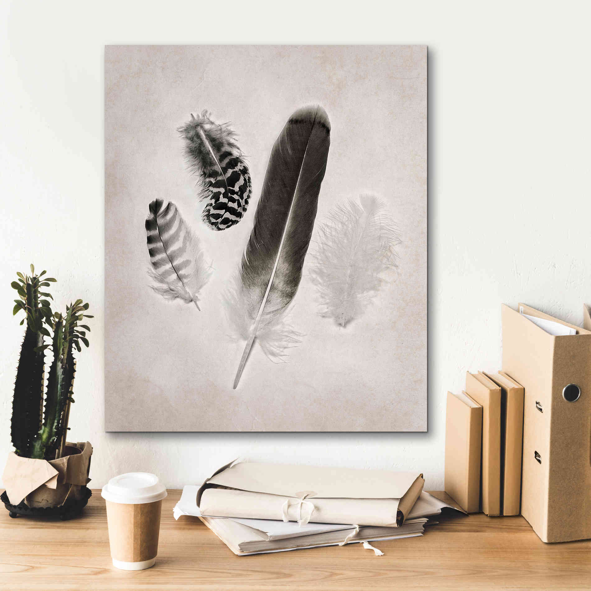 'Feather Group I B&W' by Debra Van Swearingen, Canvas Wall Art,20 x 24