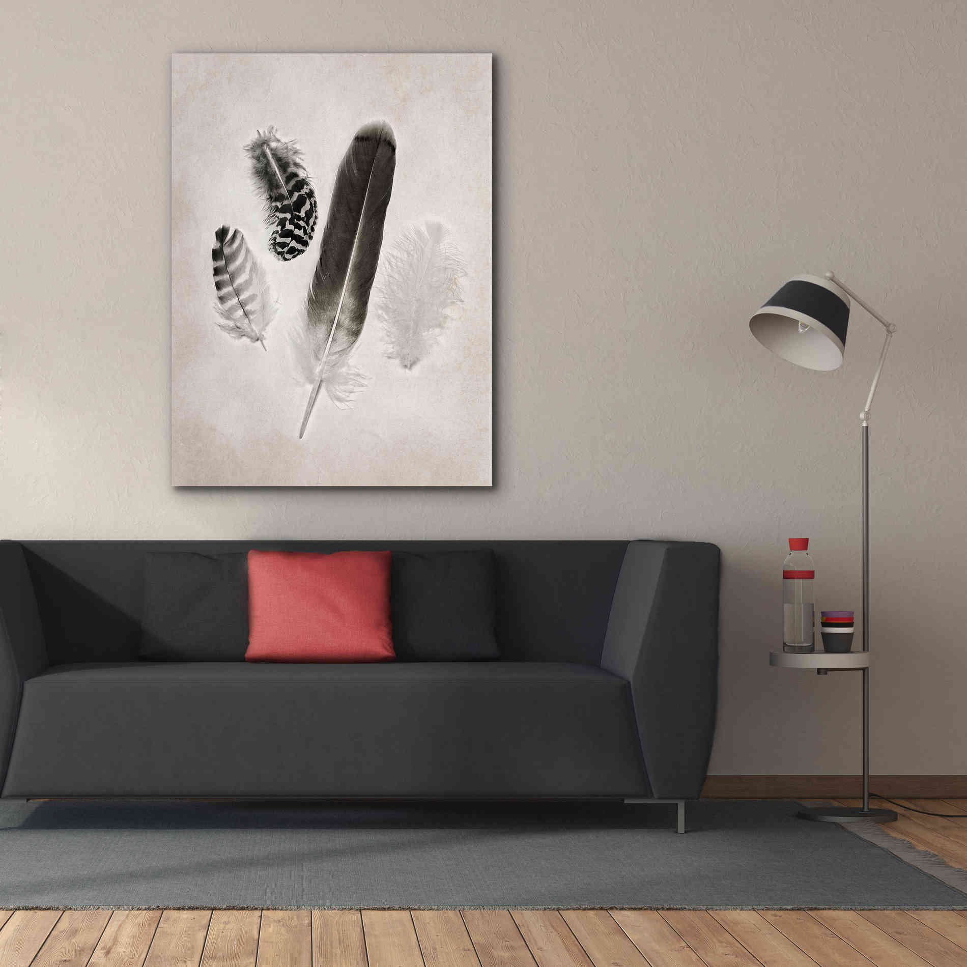 'Feather Group I B&W' by Debra Van Swearingen, Canvas Wall Art,40 x 54