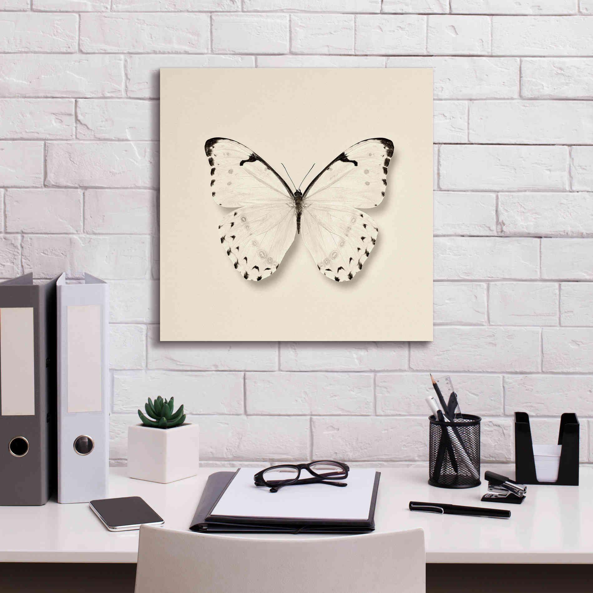 'Butterfly II B&W' by Debra Van Swearingen, Canvas Wall Art,18 x 18