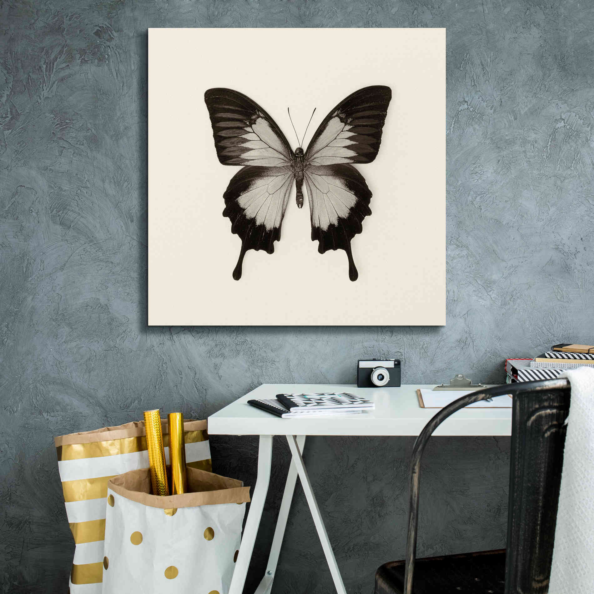 'Butterfly III B&W' by Debra Van Swearingen, Canvas Wall Art,26 x 26